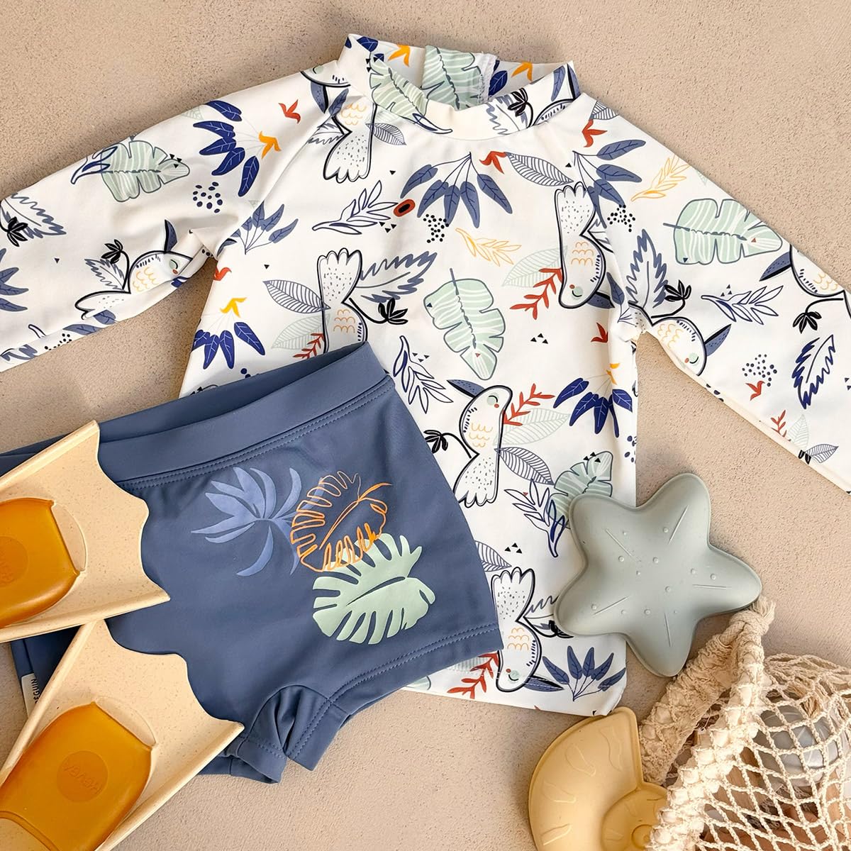Petit Béguin - Maillot de Bain bébé 2 pièces t-Shirt de Protection UV & Boxer Mexico