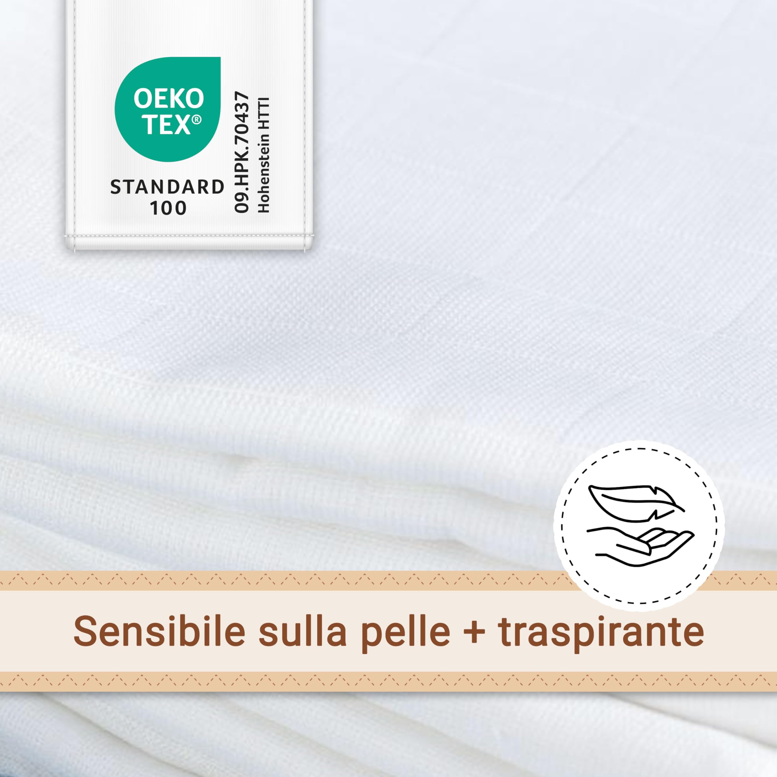 ZOLLNER 10 mussole 80x80 cm cotone bianco lavabili 95°C