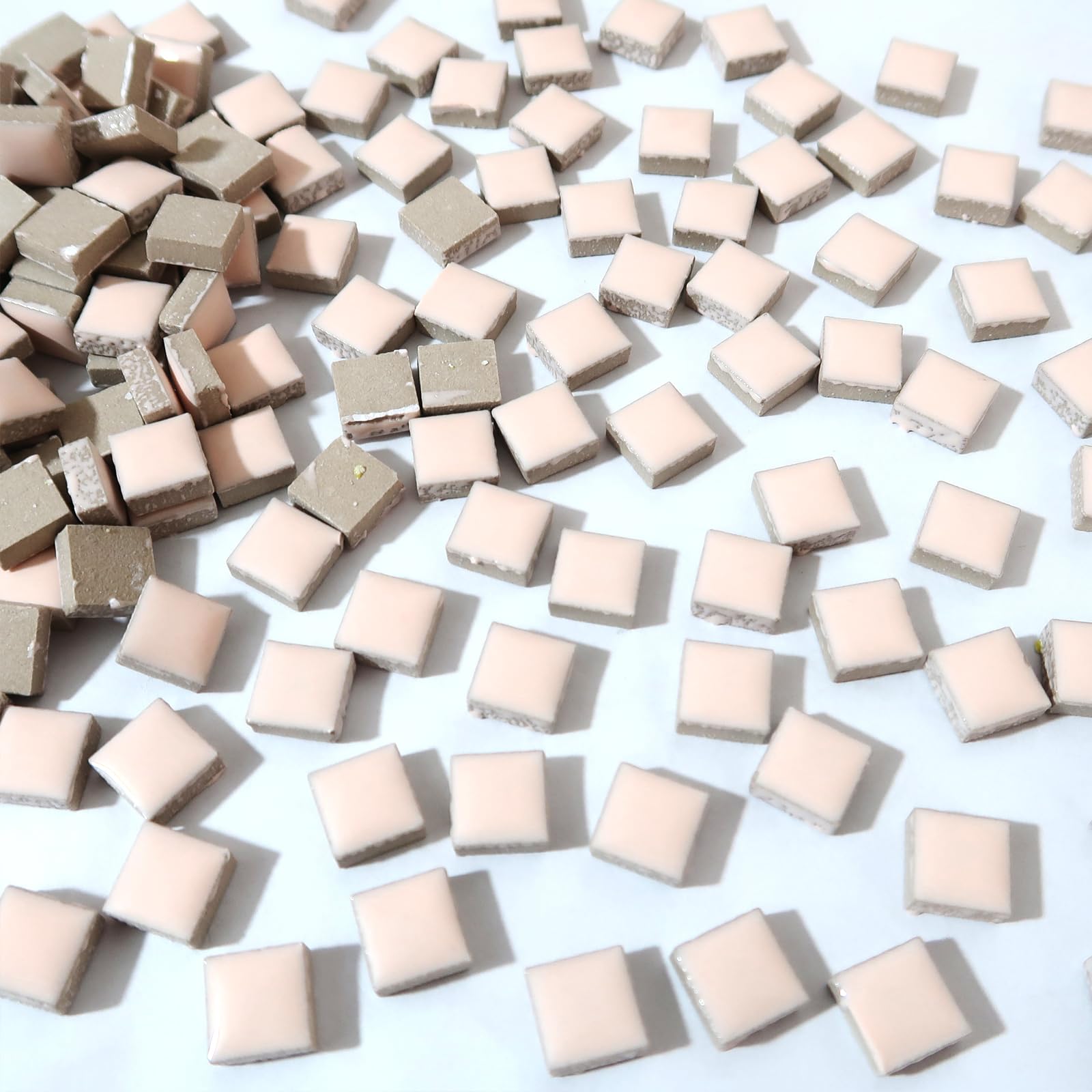 100 Pieces Square Mosaic Tiles for Crafts Bulk, Ceramic Mosaic Pieces 16 Colors Ceramic Mosaic Tile, 12mm Stained Mosaic Ceramic Tiles for Mosaic Projects Home Decor - Pink Mosaic Tiles 12mm - 100Pcs Pink