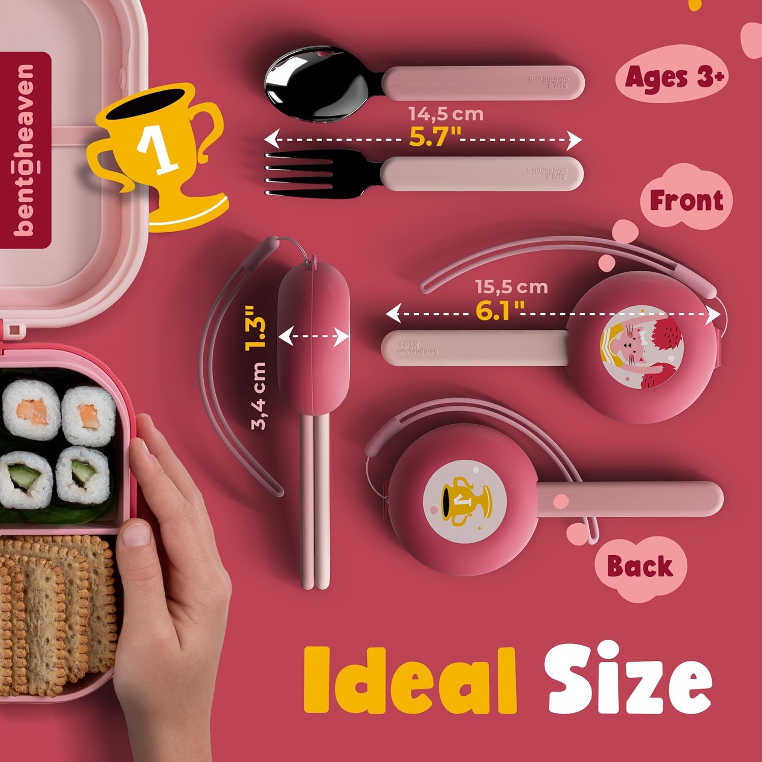 Bentoheaven Kids Travel Utensils with Case, Food-Grade Stainless Steel & BPA-Free Plastic, Travel Kid Cutlery Set, Dishwasher Safe Fork, Spoon & Case, Reusable Flatware, Silverware for Kids (Cats) - Image 4