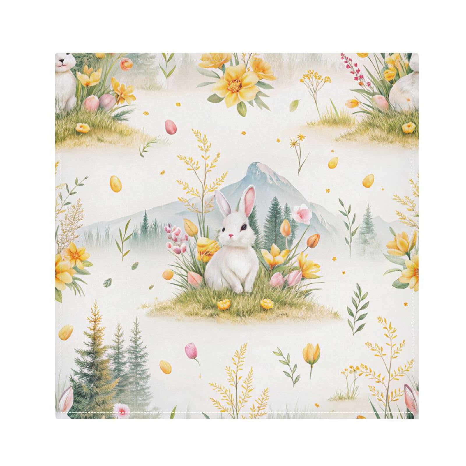 Ttgoth Easter Bunny Cloth Napkin Set of 4 Washable & Reusable Dinner Napkins for Dining Table, Banquets, Wedding, Party, 50x50 cm