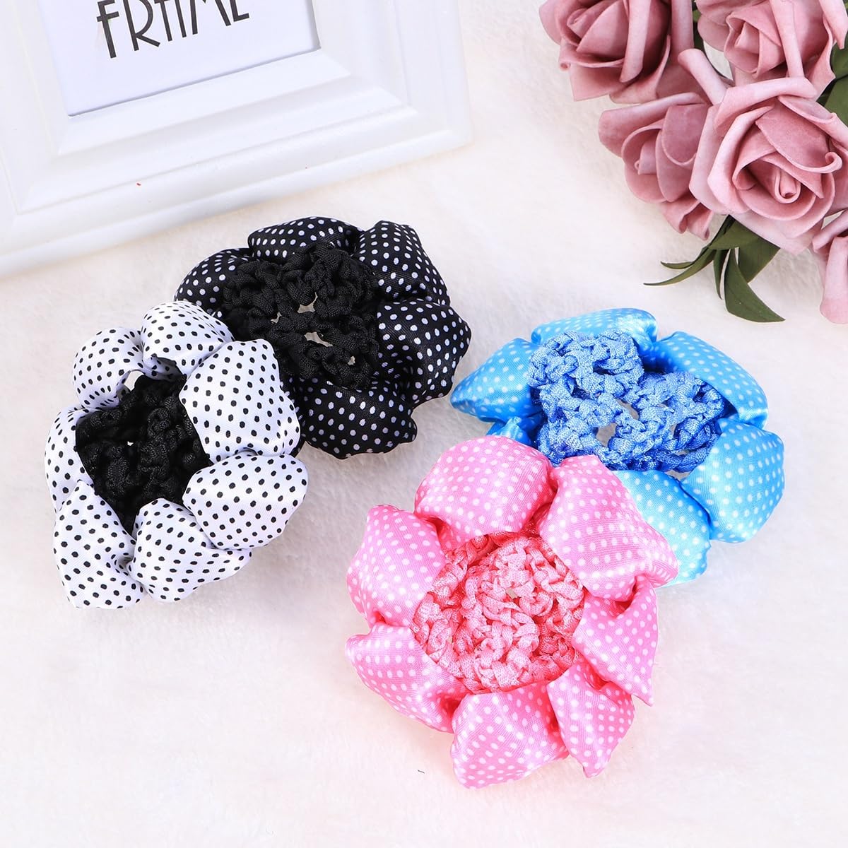 FRCOLOR 4pcs Hair Net Hair Snood Buns Snood Net Elastic Bun Nets for Dance Knotts Miss Lace, As Shown - Image 2
