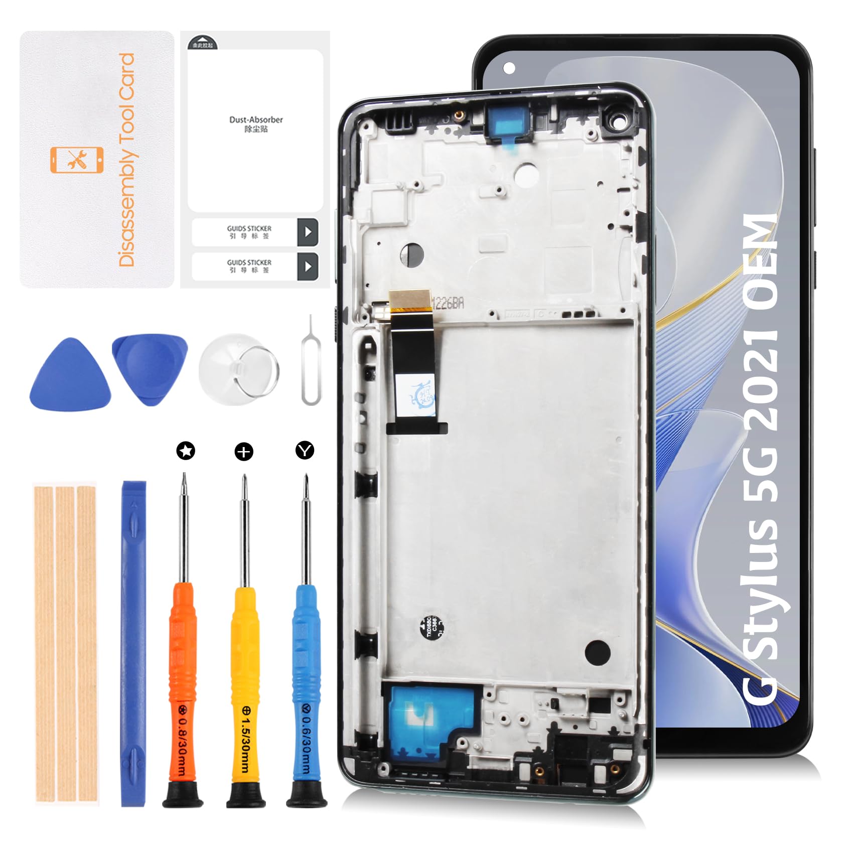 Olivechard for Motorola Moto G Stylus 5G 2021 6.8" with Green Frame LCD Screen Replacement LCD Display Touch Digitizer Screen Assembly XT2131 with