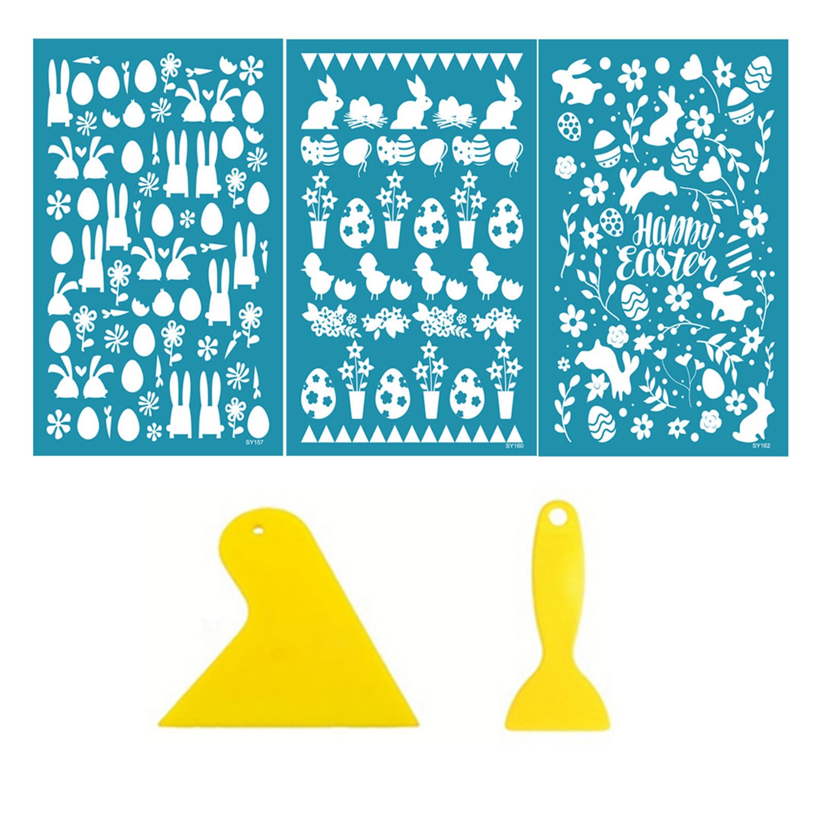 Buxuaaaa Clay Stencils Easter Non-Adhesive Silk Screen Printing Stencils Mesh Stencil Transfer for Earring Making Easter Party Accessories