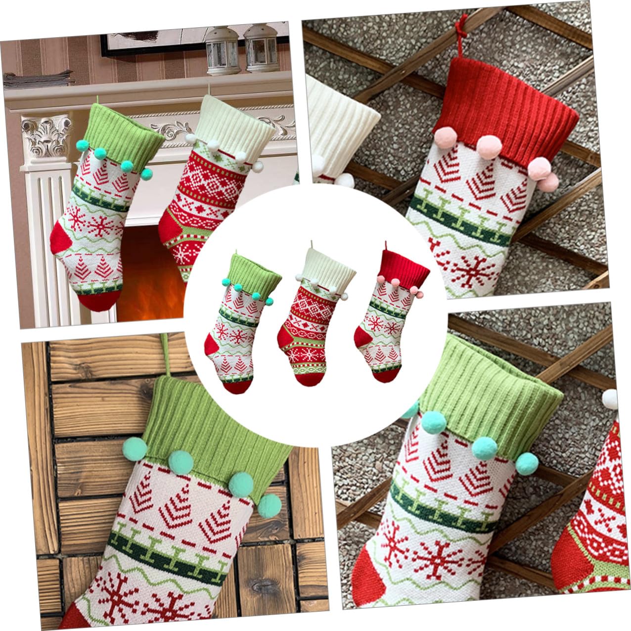 3pezzi Calze Donna Natalizie Calzino Sacchetto Regalo di Natale Calzino di Babbo Natale Calzini Natalizi Decorazione per Albero
