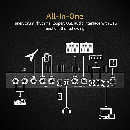 Miniatura 6 de Valeton GP-200LT Pedal de efectos múltiples Procesador de efectos de guitarra Pedal de graves Amplificador Modelado de gabinetes IR Simulación