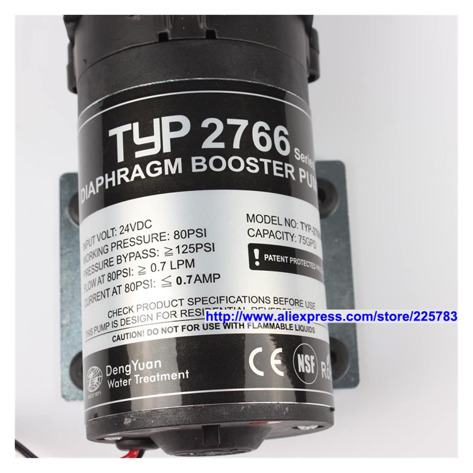 Piezas de filtro de agua RO, bomba de agua de 24vCC, potenciador de alta presión, máquina 75/100 GPD, aumento de la presión del de ósmosis inversa 2766NA