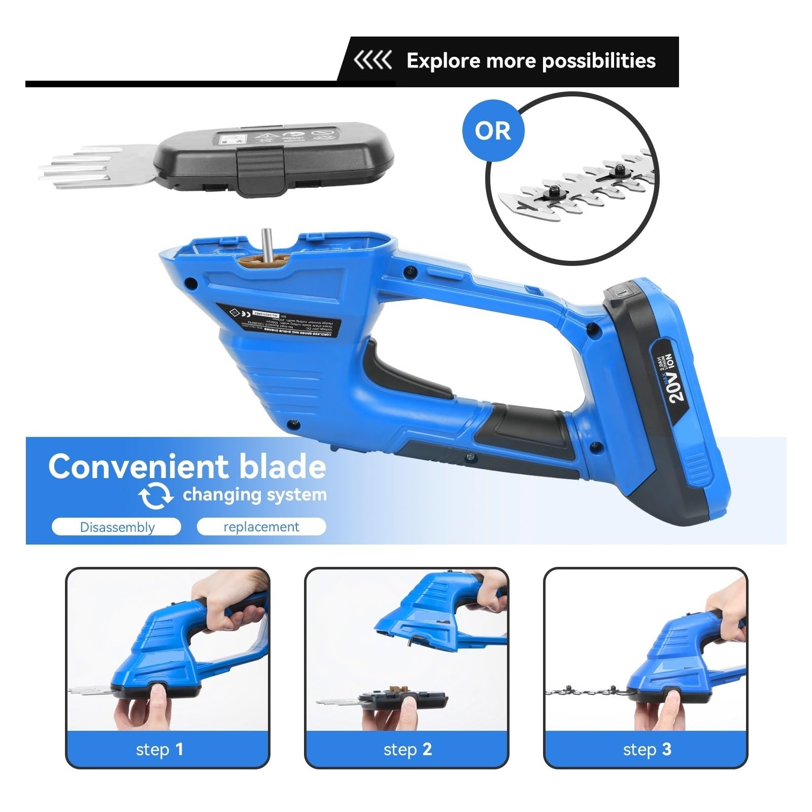 Tondeuse à gazon, 2 en 1 taille-haie électrique 20V sans fil tondeuse à gazon batterie sécateur outils de jardin cisailles coupe-arbuste for l'herbe(20V Trimmer Set1)