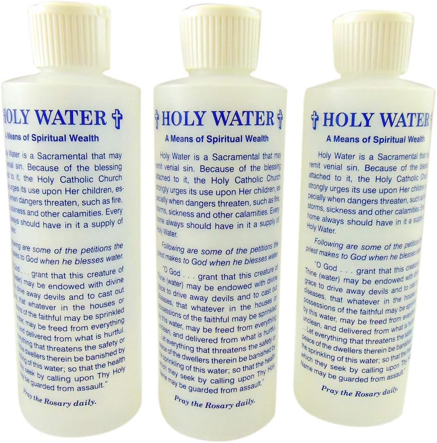 Saint Michael Holy Water Bottle with Dispel the Devil Devotion Set of Three