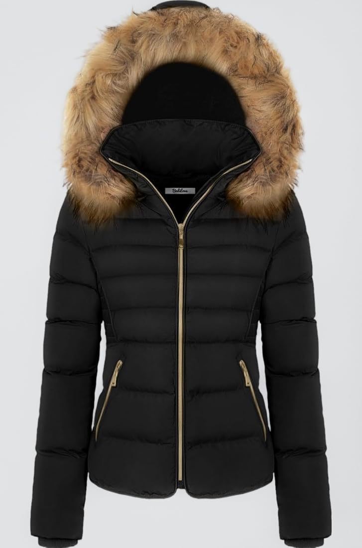 Buy BodiLove Women's Fur Hooded Utility Jacket with Zipper and