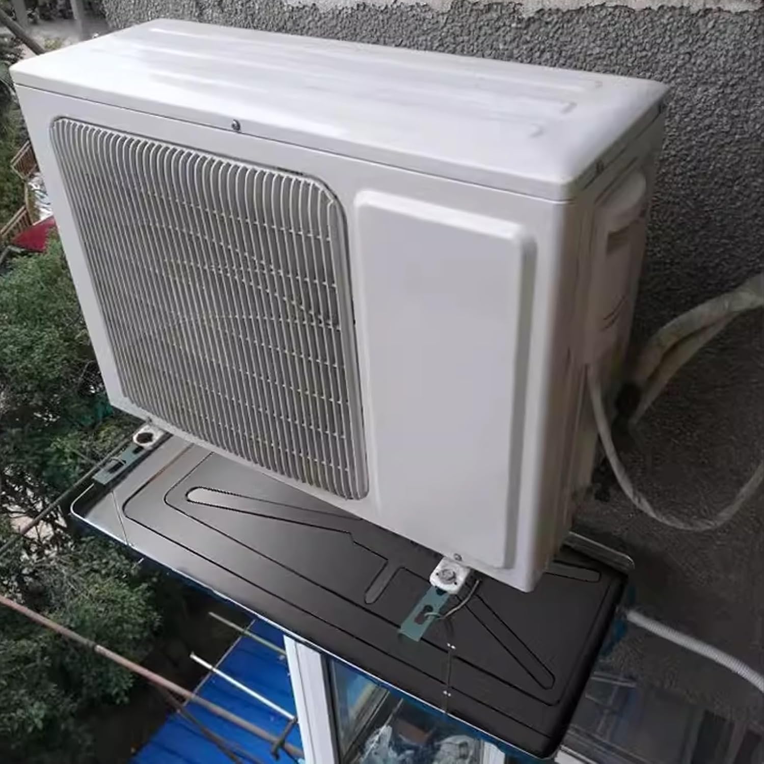 Generico Vassoio di Raccolta Condensa in Acciaio Inox per Condizionatori – Vaschetta Universale per Scarico Acqua – Compatibile con Pompe di Calore e unità EsterneSilver,3P : 92 * 44CM
