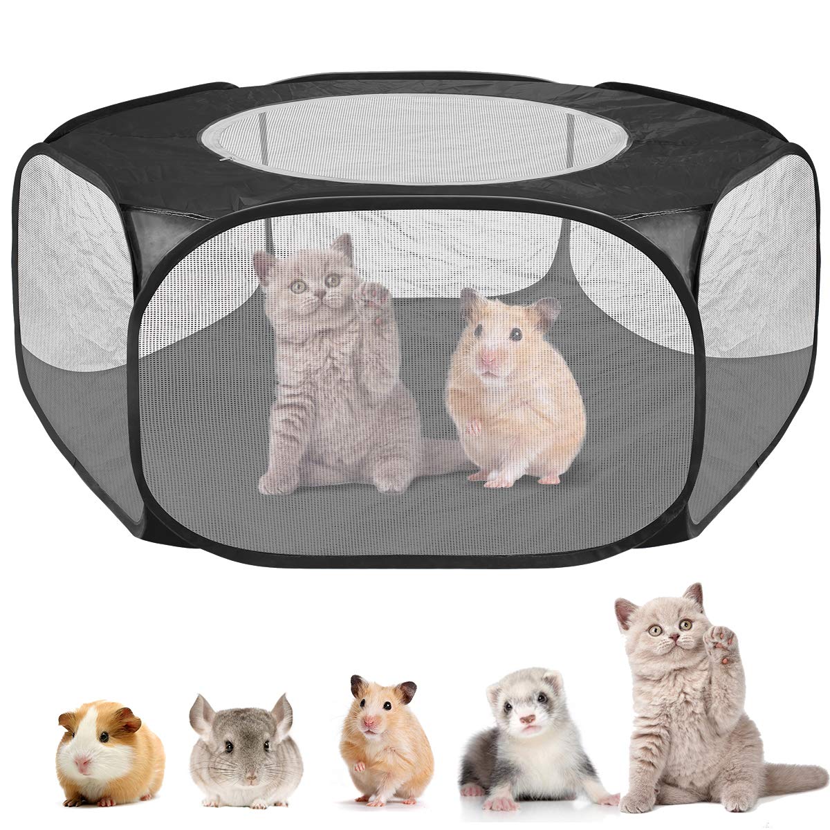 Corralito para Mascotas Fondo Impermeable Portátil Plegable Pequeña Jaula de Cerca de Animales Tienda con Cubierta con Cremallera para Hamster Chinchillas Cobayas