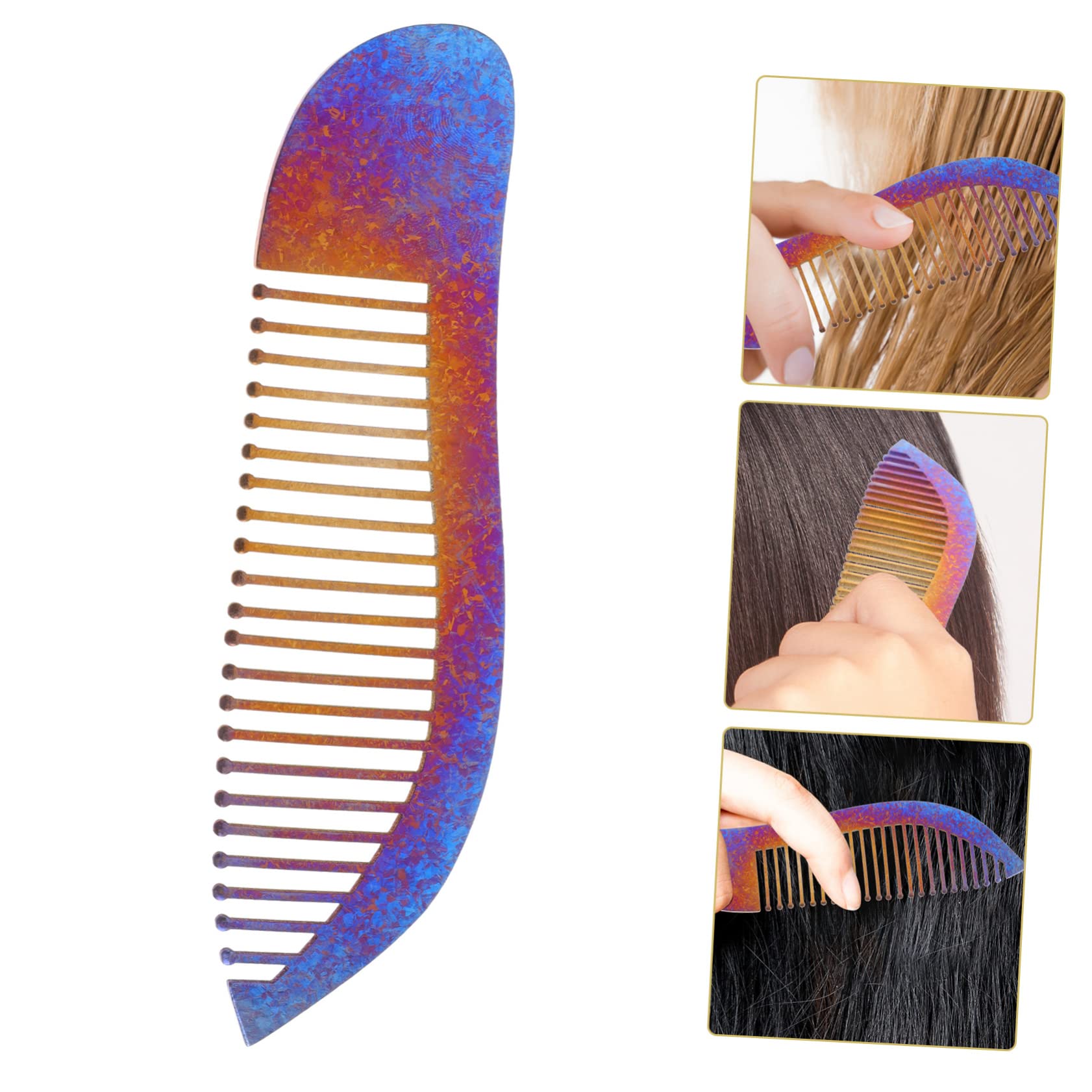 FRCOLOR Peine De Peluquería De Aleación De Titanio De De 3 Piezas Para Hombres Para Uso En Salones De Belleza Domésticos Fácil De Limpiar Con Redondeados.
