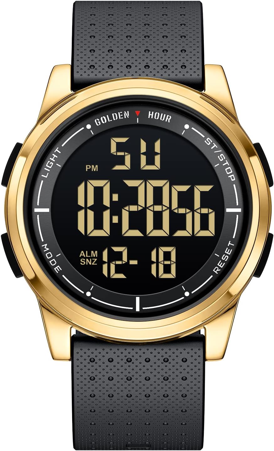 Ultra-Thin Minimalist Sports Waterproof Digital Watches Men with Wide-Angle Display Rubber Strap Wrist Watch for Men Women