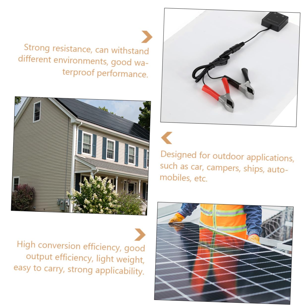 BESPORTBLE 1juego Panel Solar Usb Doble Puerto Cargador Solar Portátil Para Automóviles y Campers Resistente Altas Temperaturas y Condiciones Climáticas Adversas