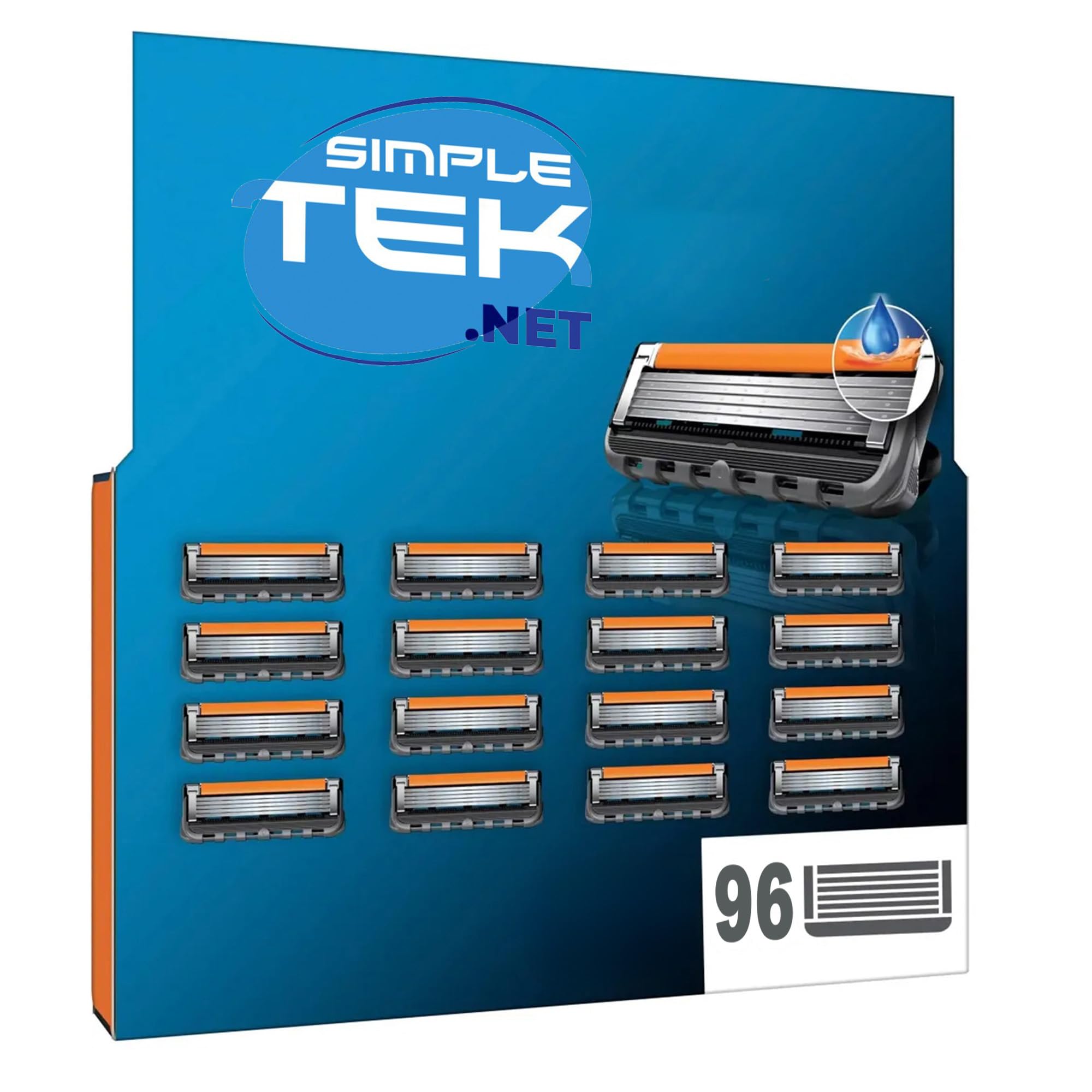 SIMPLETEK - 96x lamette di ricambio per rasoio, 5 lame ad alta precisione. rasatura profonda, confortevole e duratura.