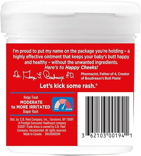 Miniatura 7 de Boudreauxs Butt Paste Crema para dermatitis de pañales de máxima resistencia ungüento para bebé tarro abatible de 14 onzas