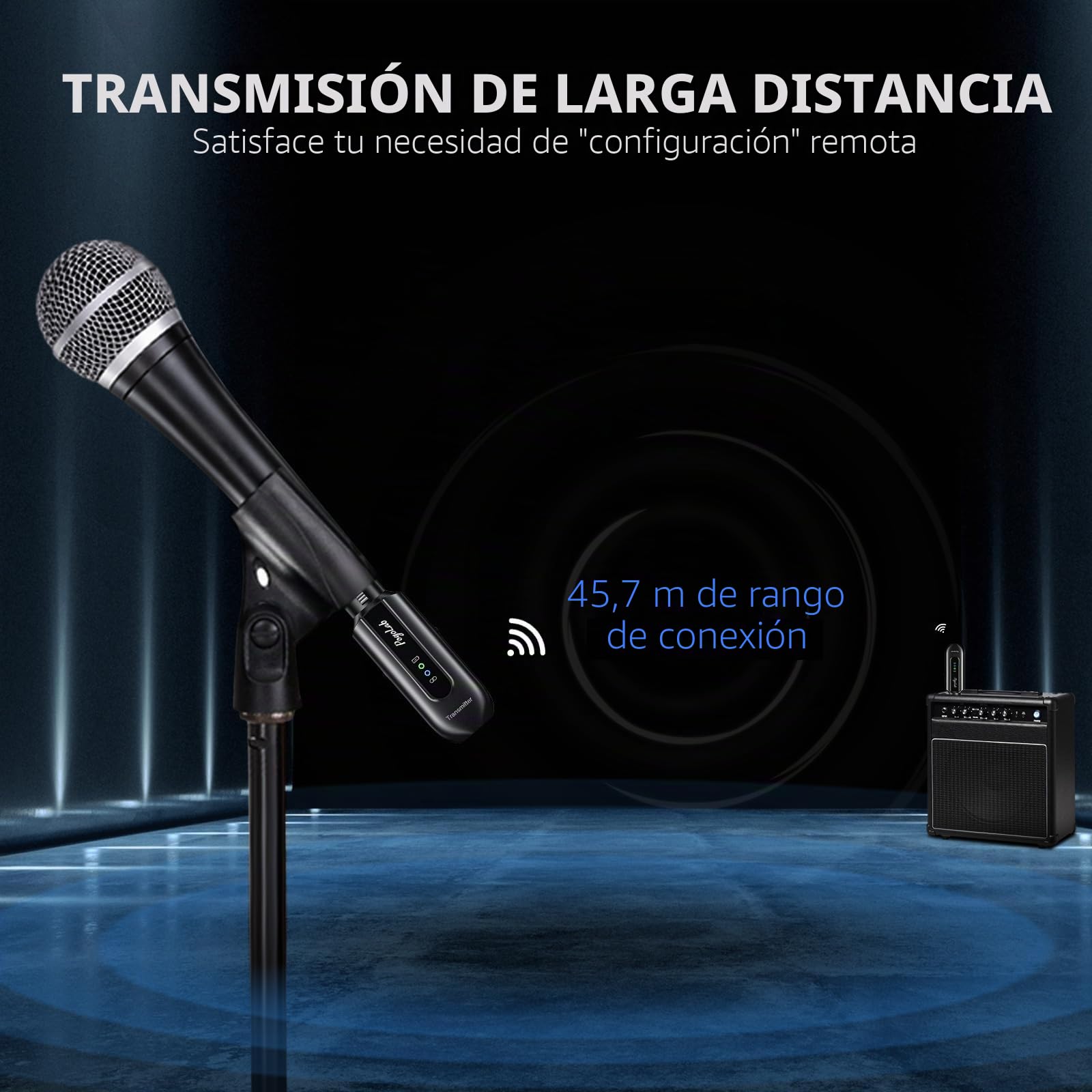 POGOLAB Adaptador receptor transmisor de micrófono inalámbrico XLR, 12 horas, 150 pies, sistema de micrófono inalámbrico de 2.4 G compatible con micrófono dinámico de condensador para conferencias