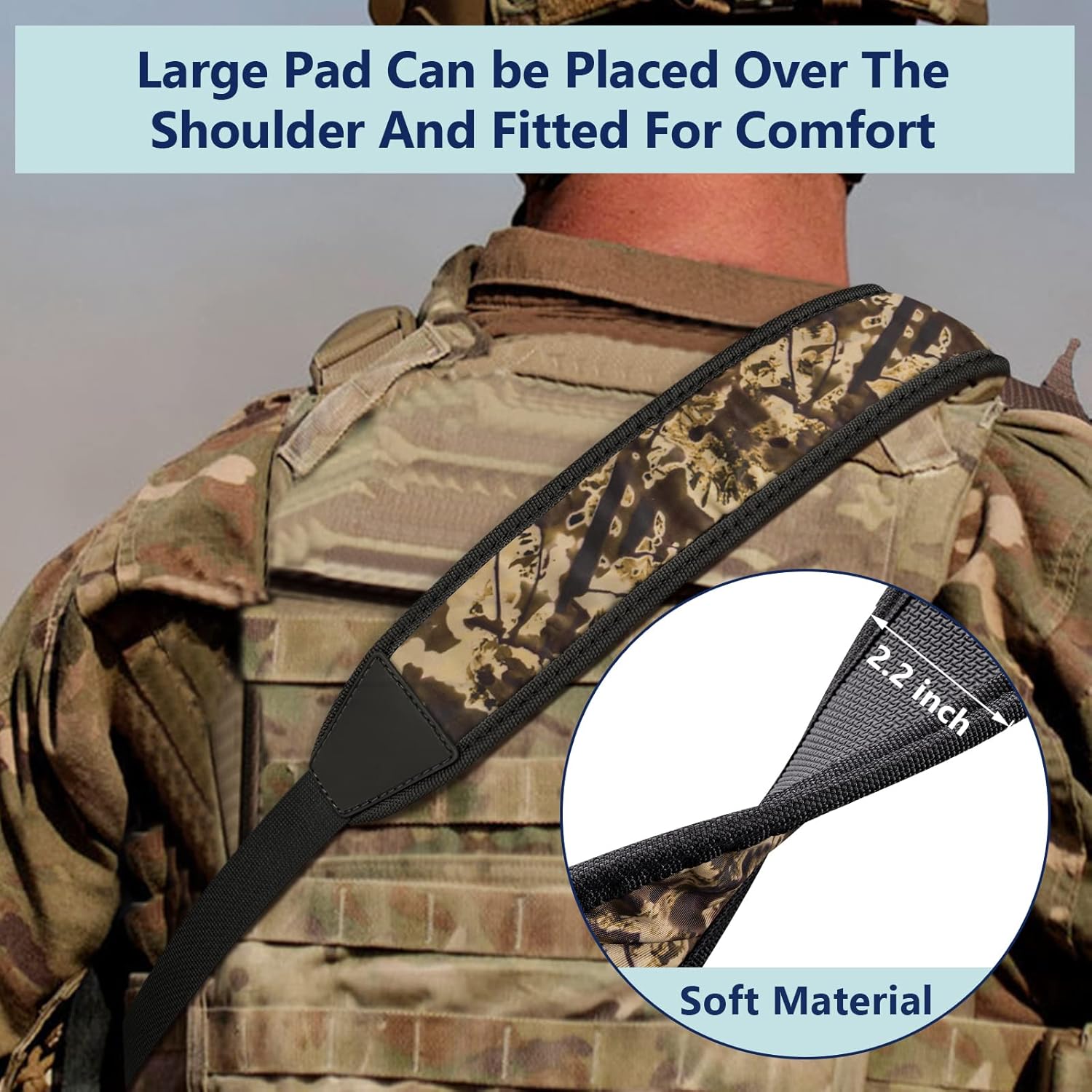 EZshoot Gun Sling 2 Point Rifle Sling with Swivels, Comfortable Neoprene Padded Shotgun Sling, Length Adjustable Rifle Shoulder Strap for Outdoors Camo Black : Everything Else