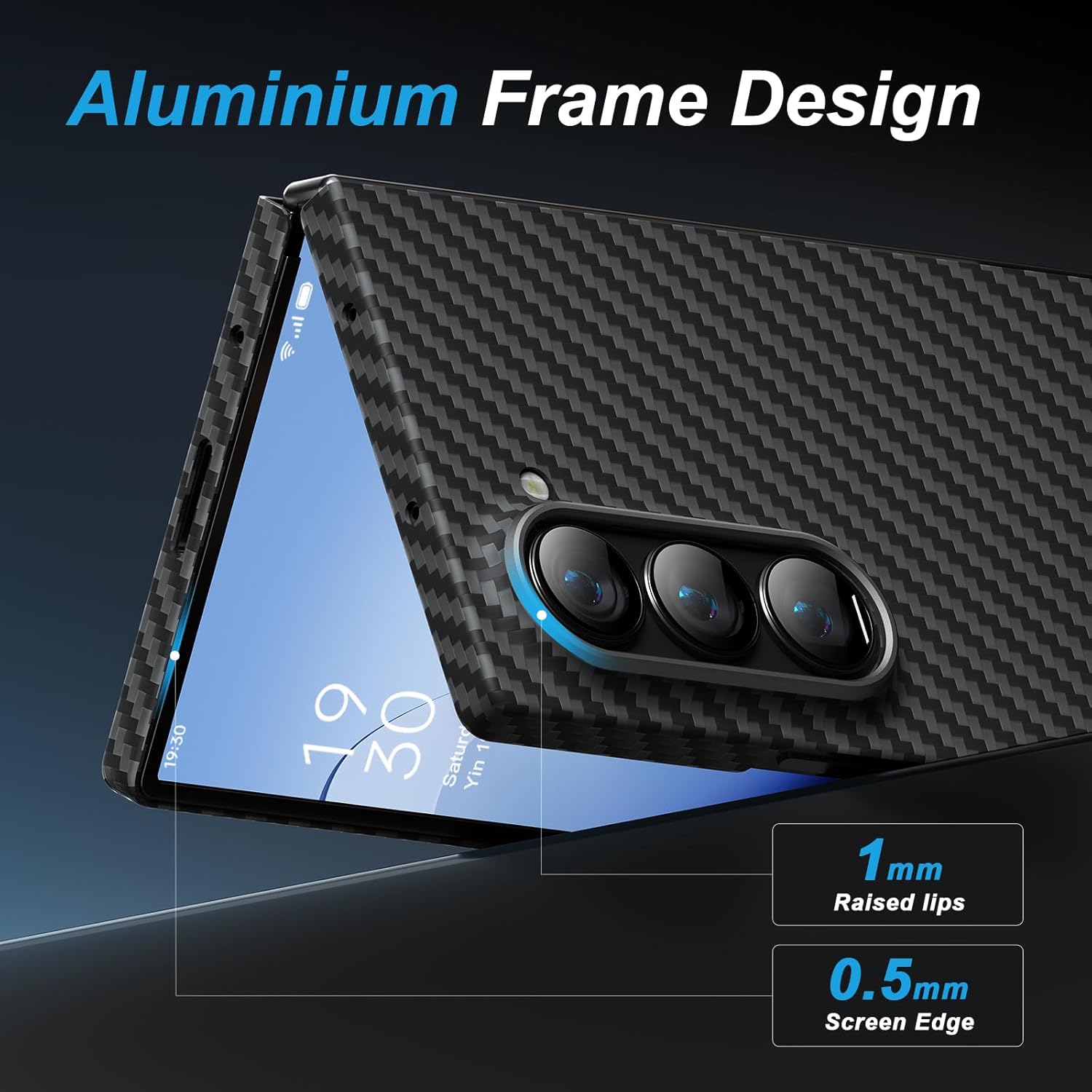 memumi Real Aramid Fiber for Samsung Galaxy Z Fold 6 Case, [NO-case Feeling] Durable Sturdy Aramid with 0.5mm Slim Case for Galaxy Z Fold6 Thin Minimalist in Carbon Fiber Design Black