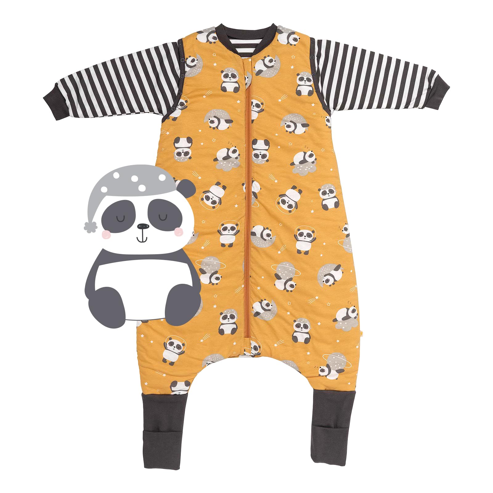 Schlummersack Baby Schlafsack Mit Füßen Ganzjährig 2.5 Tog 60 cm Panda | Mit Beinen Und Verlängerten Bündchen Für Körpergröße 60-70cm | Ganzjahres Baby Mit Ärmel