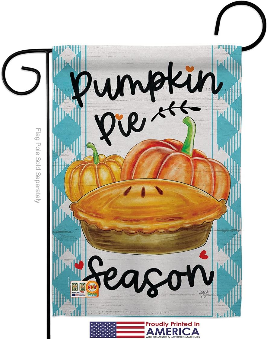 Pumpkin Pie Garden Flag Set Mailbox Hanger Falltime Harvest Autumn Scarecrow Pumkins Sunflower Leaves Season Autumntime Gathering Small Gift Yard House Banner Made In USA 13 X 18.5