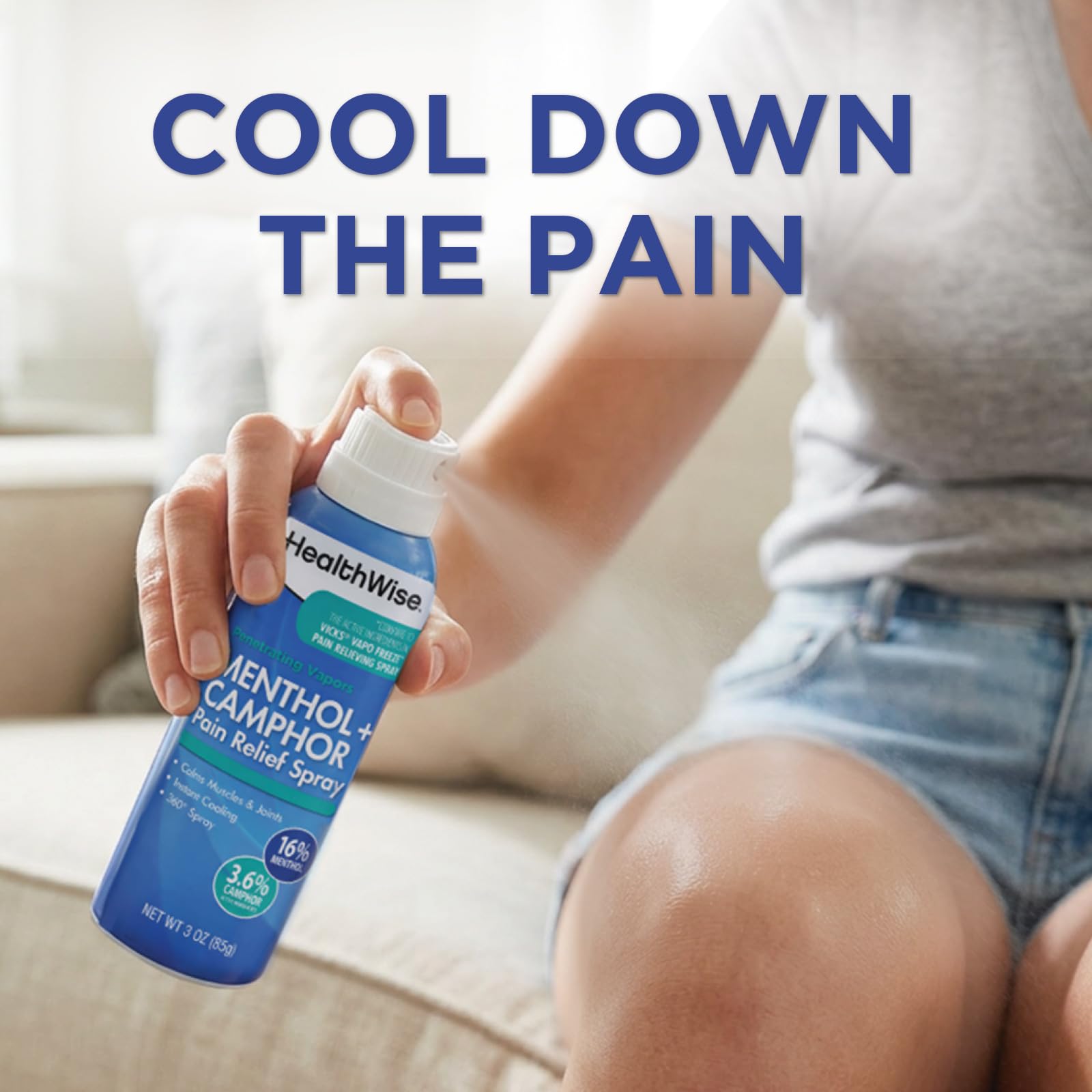 HealthWise Menthol + Camphor Pain Relief Spray, 3 oz, 16% Menthol — Amazon image 3