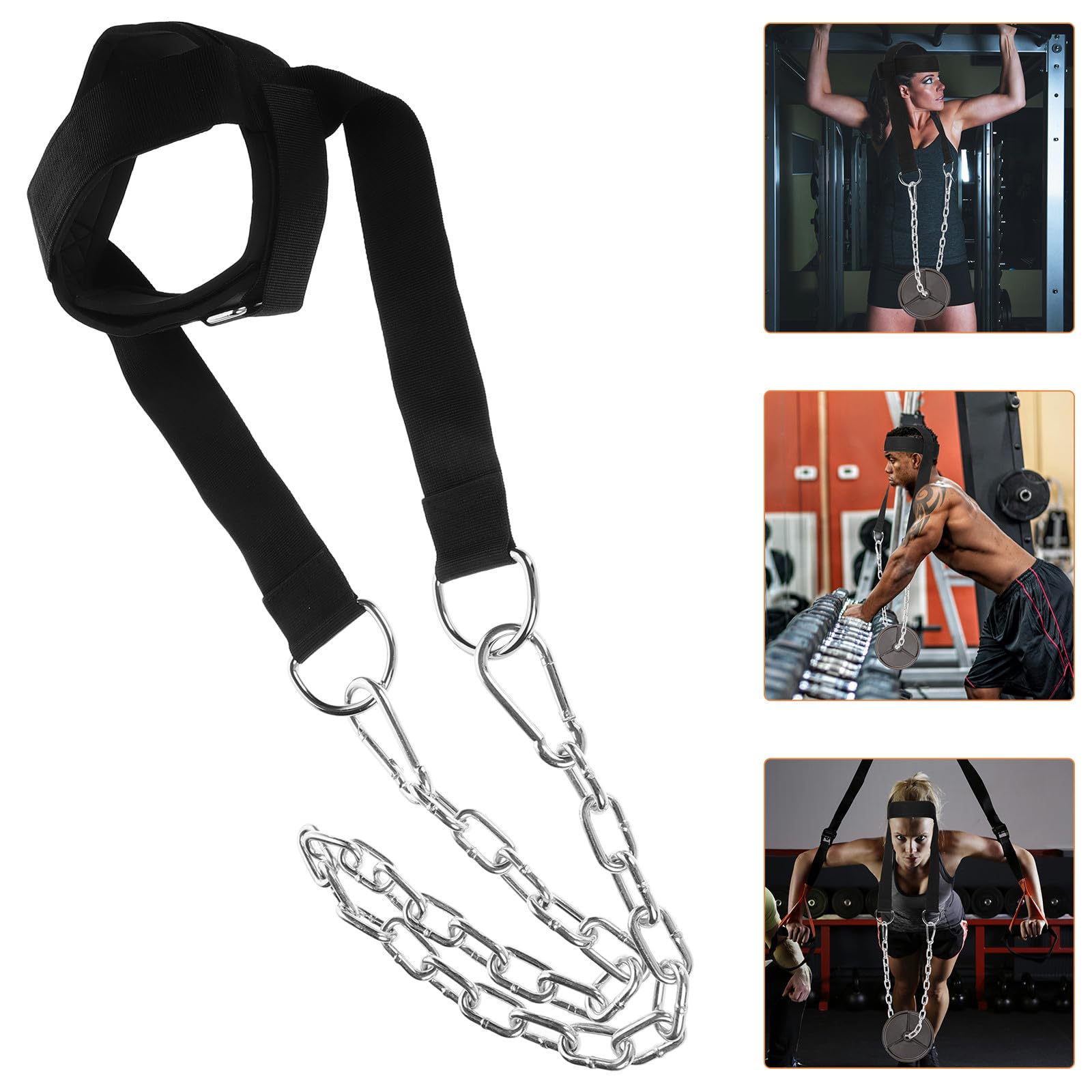 ABOOFAN Harnais de Cou Lesté Noir Boucle en Fer, Équipement de Musculation Réglable pour Entraînement Force du Cou, Outil Sportif pour Renforcement Musculaire et Exercices en Intérieur