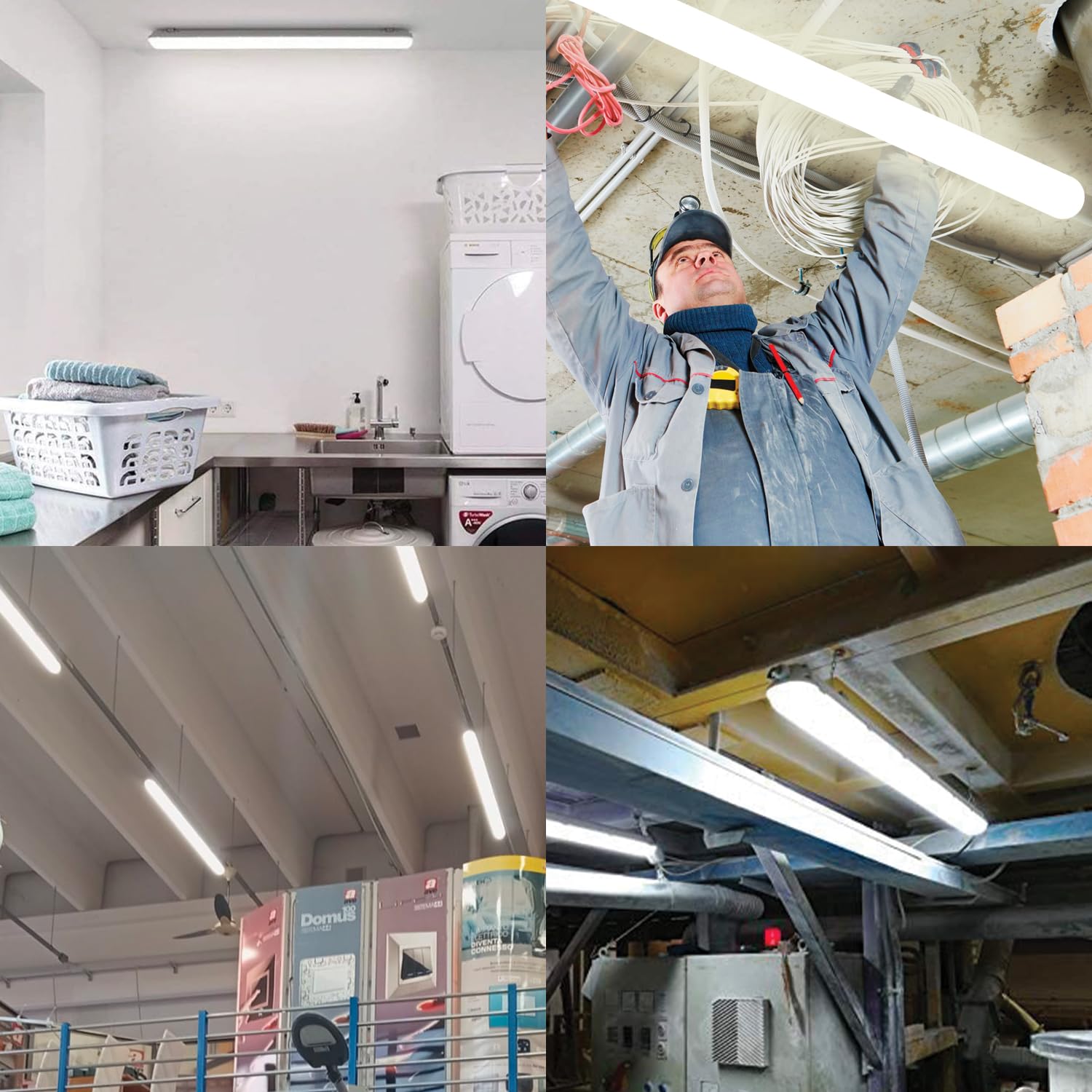 Velamp ECOPOWER: Plafonnier LED étanche, 150cm, 6600lm, extensible