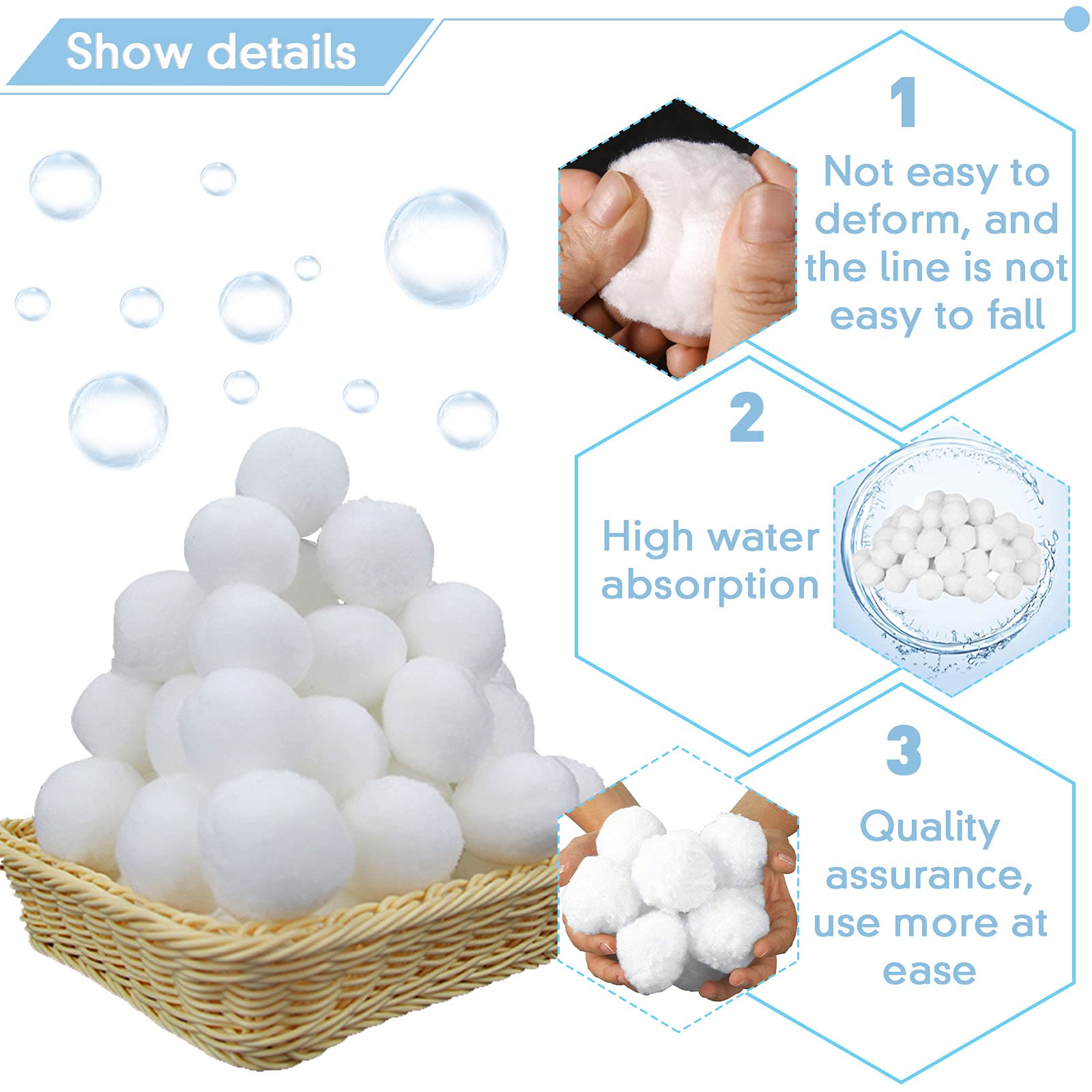 Balles Filtrantes Pour Piscine - 800g, Remplacement Sable Filtre - Polyéthylène, Lavable