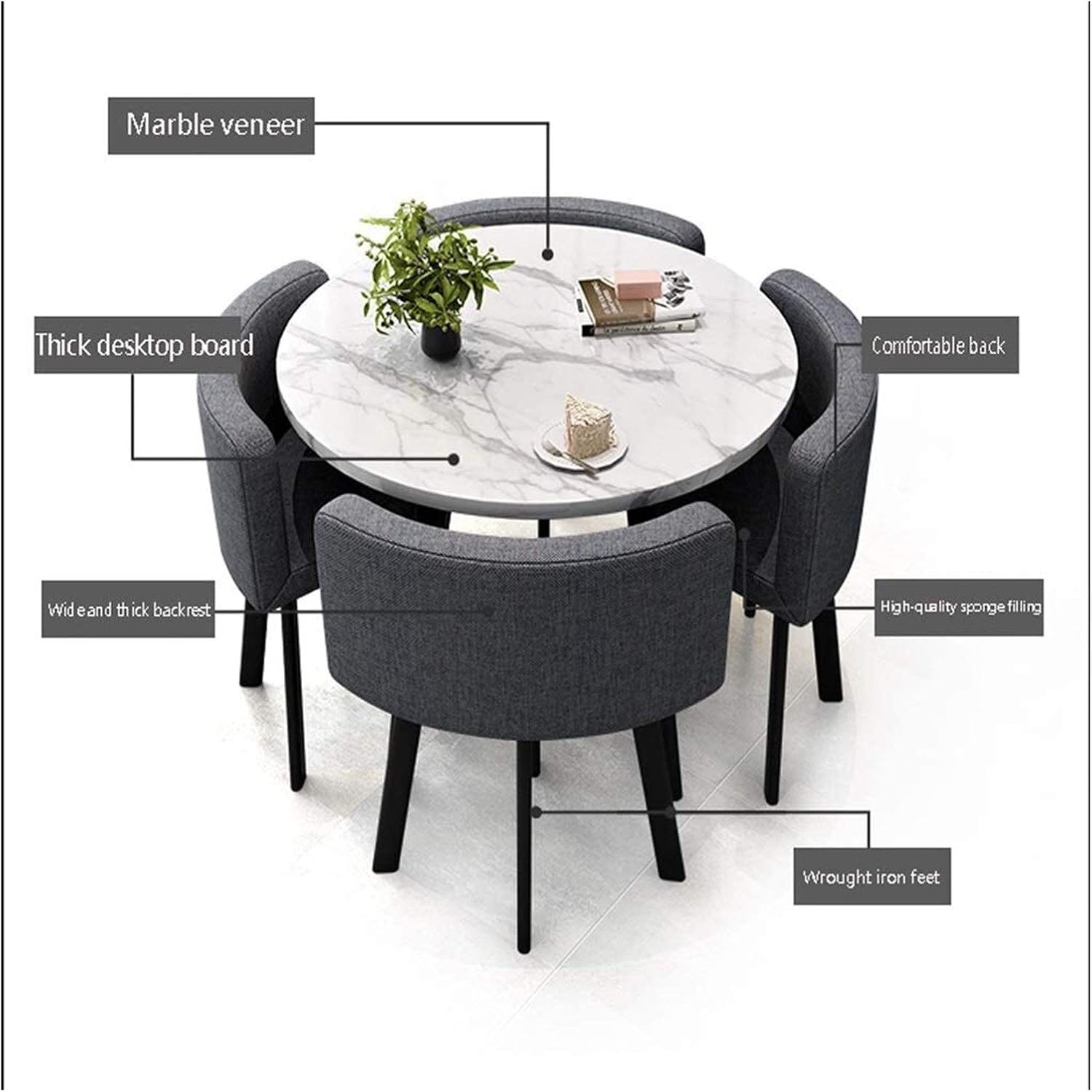 Coffee Table and Chair Combination Balcony Living Room Dining Table Marble Table and Chairs Table Four Chairs Office Reception Desk and Chair Set Meeting Room Round Ta (Yellow Square Table)