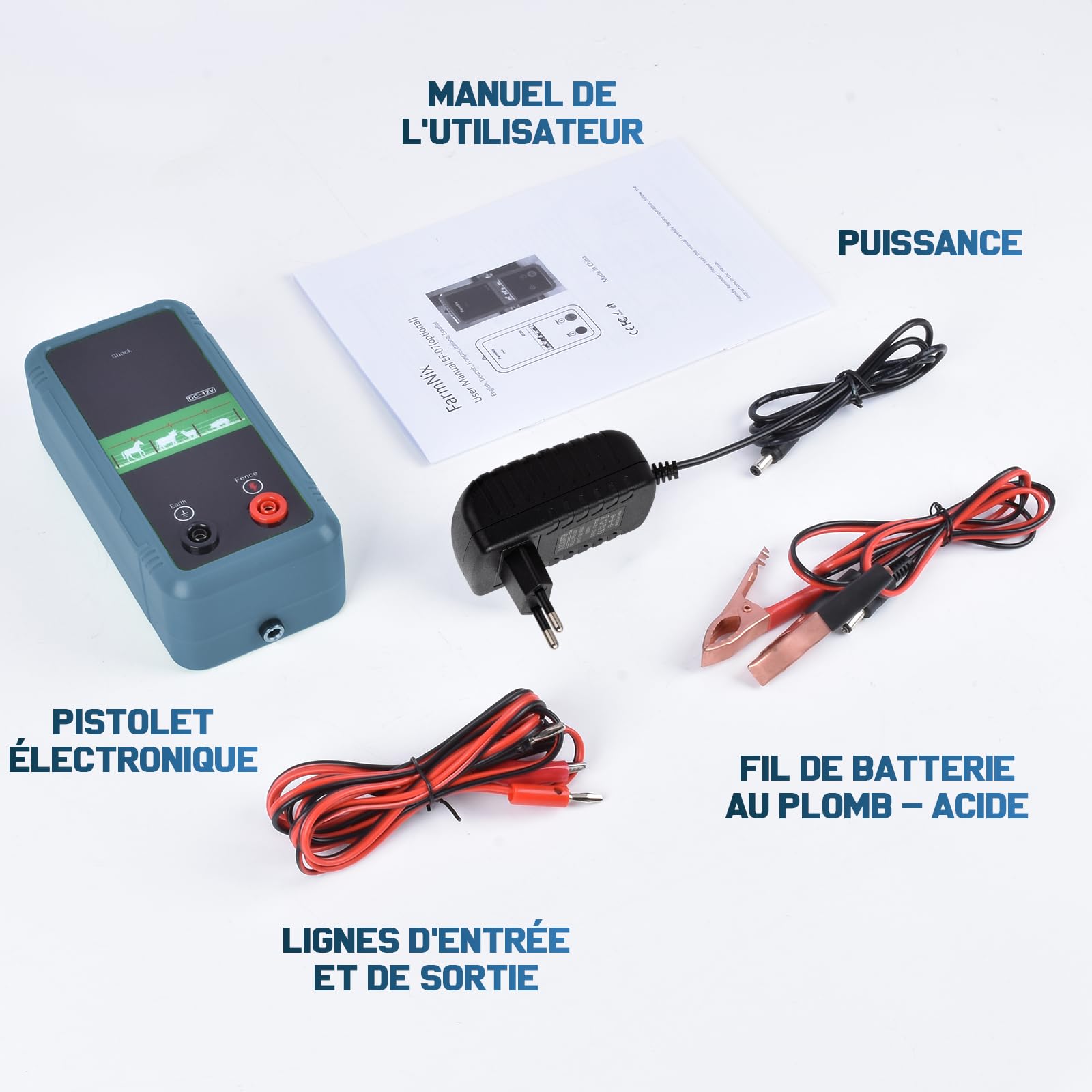Electrificador de Valla Eléctrica 8KM,1.0 Joule 10KV, Valla Eléctrica Para Animales con Alimentación Corriente Eléctrica/Batería/Solar Para Protección Animal y Disuasión de los Depredadores