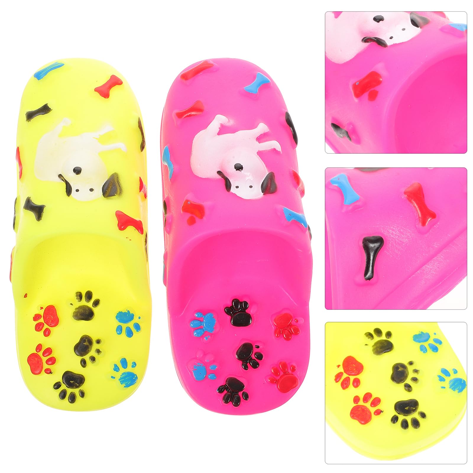 FRCOLOR Dog Teething Slippers Toy with Squeaky Sound Durable Rubber Chew Toy for Puppies and Small Dogs Interactive Pet Supplies for Teeth Cleaning and Play - Image 2