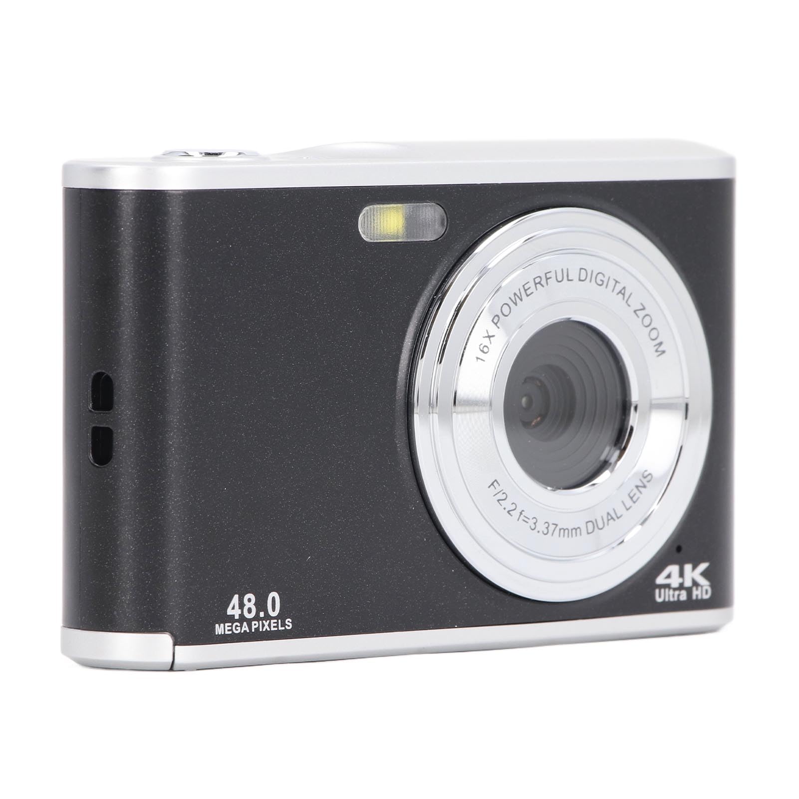 Fotocamera con Zoom Digitale 16X per Fotografia di Viaggio, Fotocamera Doppio Obiettivo 4K Ultra HD da 2,4 Pollici 44 MP, Fotocamera Digitale Compatta Antiurto per Viaggi di