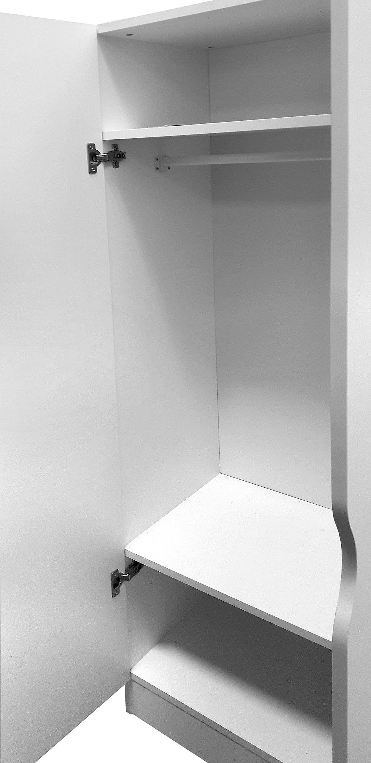 Armadio Bianco Per Bambini Leomark - 70x42,5x161,5 Cm, Con Ante, Ripiani E Appendiabiti - Foto 6
