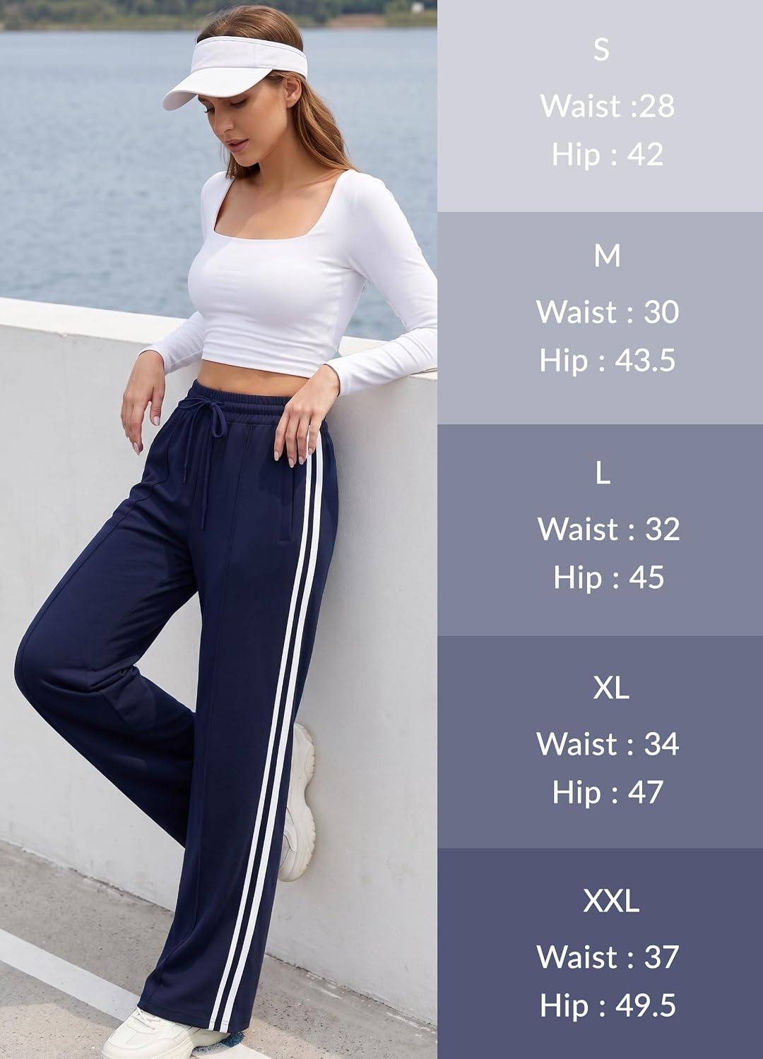 Safort Womens 28"/30"/32"/34" Track Pants Wide Leg Zipper Pockets Sweatpants Jogger Athletic Work Running