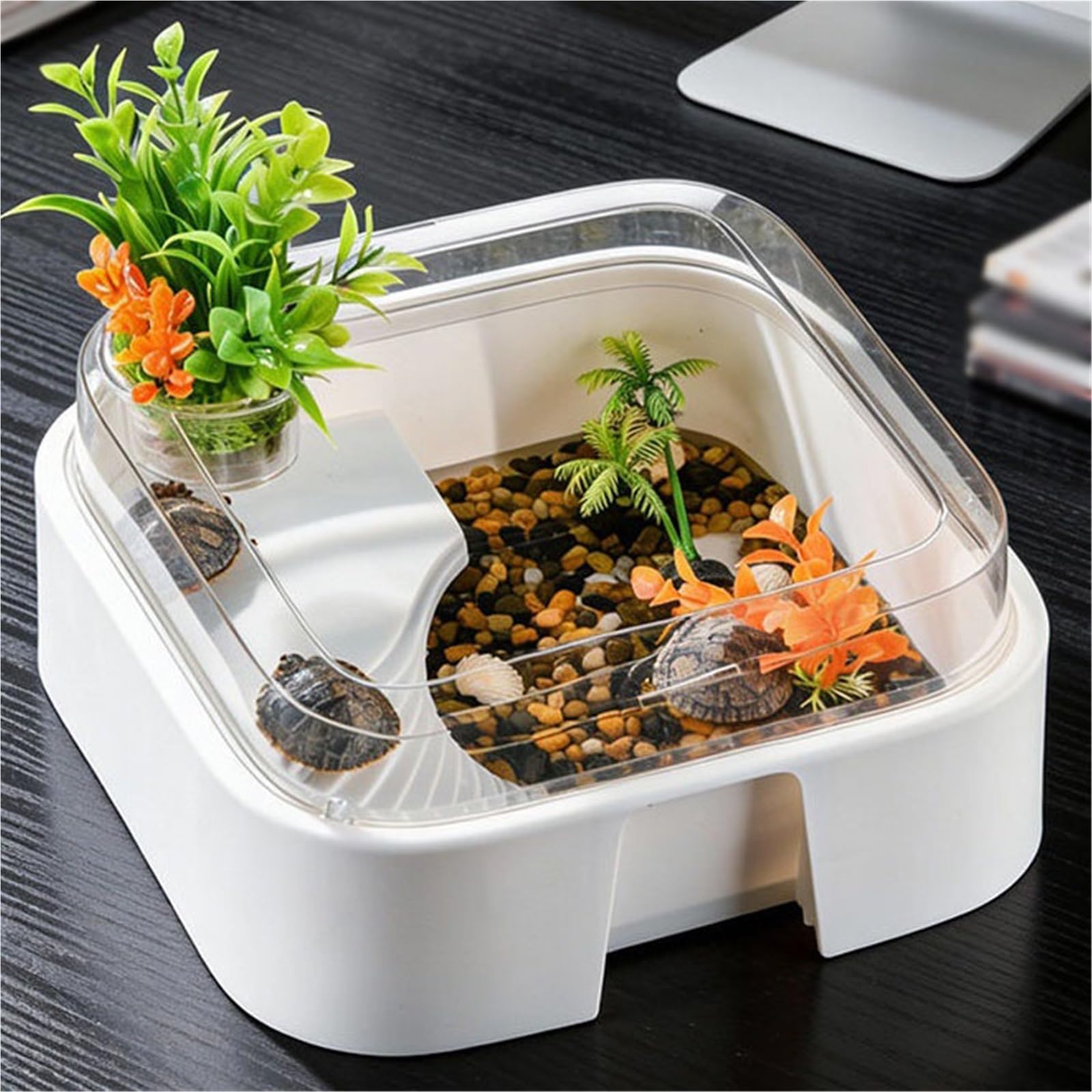 Siedlisko terrarium Domowy zbiornik na żółwie, platforma do suszenia słońcu, mały domek dla zwierząt wspinaczkowych Terrarium akwariowe