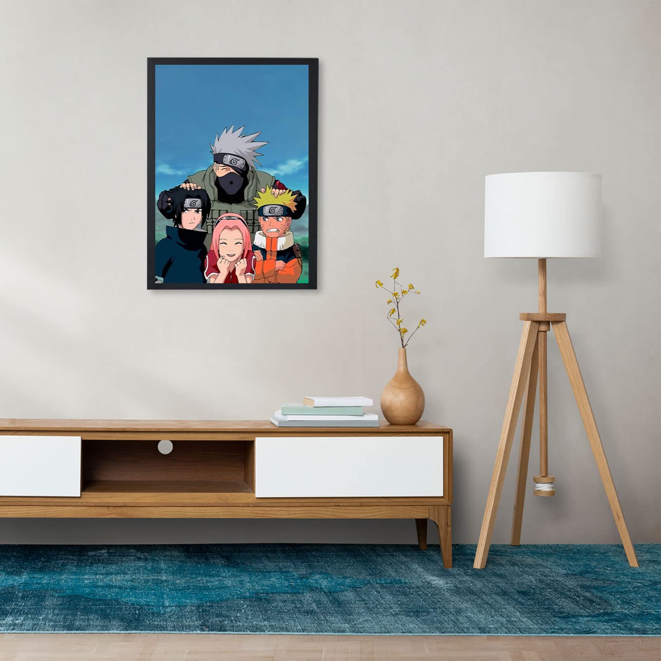 SoulAbiti Presents Naruto uzumaki, Kakashi hatake, Sasuke uchiha and Sakura haruno's first Team 7 Photo Poster Art (12-inch X 18-inch, Framed) N-57 1
