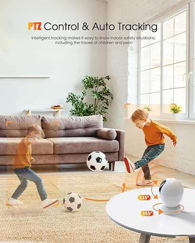 Miniatura 6 de usogood Cámara interior de 2.5 K para seguridad en el hogar, cámara para mascotas de 360  para interiores con aplicación de teléfono, compatible con