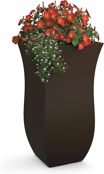 Mayne Valencia 30-Inch Tall Planter – Weather-Resistant Planter for Flowers – Durable Indoor/Outdoor Design for Patio, Porch, or Entryway