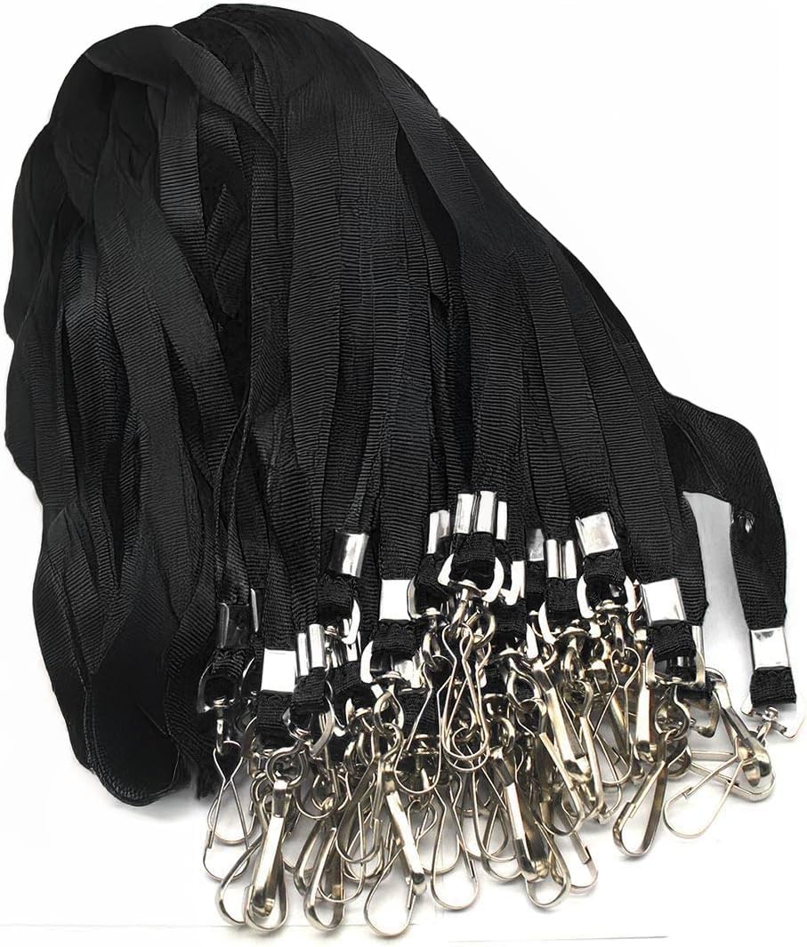 Plain Polyester Nylon Lanyards with Swivel Hook Clip, Flat ID Badge Holder Neck Strap for Office & Events