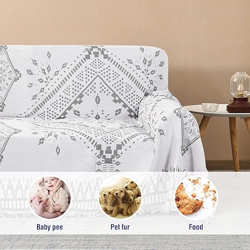 Miniatura 6 de H.VERSAILTEX Funda de sofá reversible para perro, funda para sofá de la mayoría de las formas, protector de muebles con borlas, funda de sofá