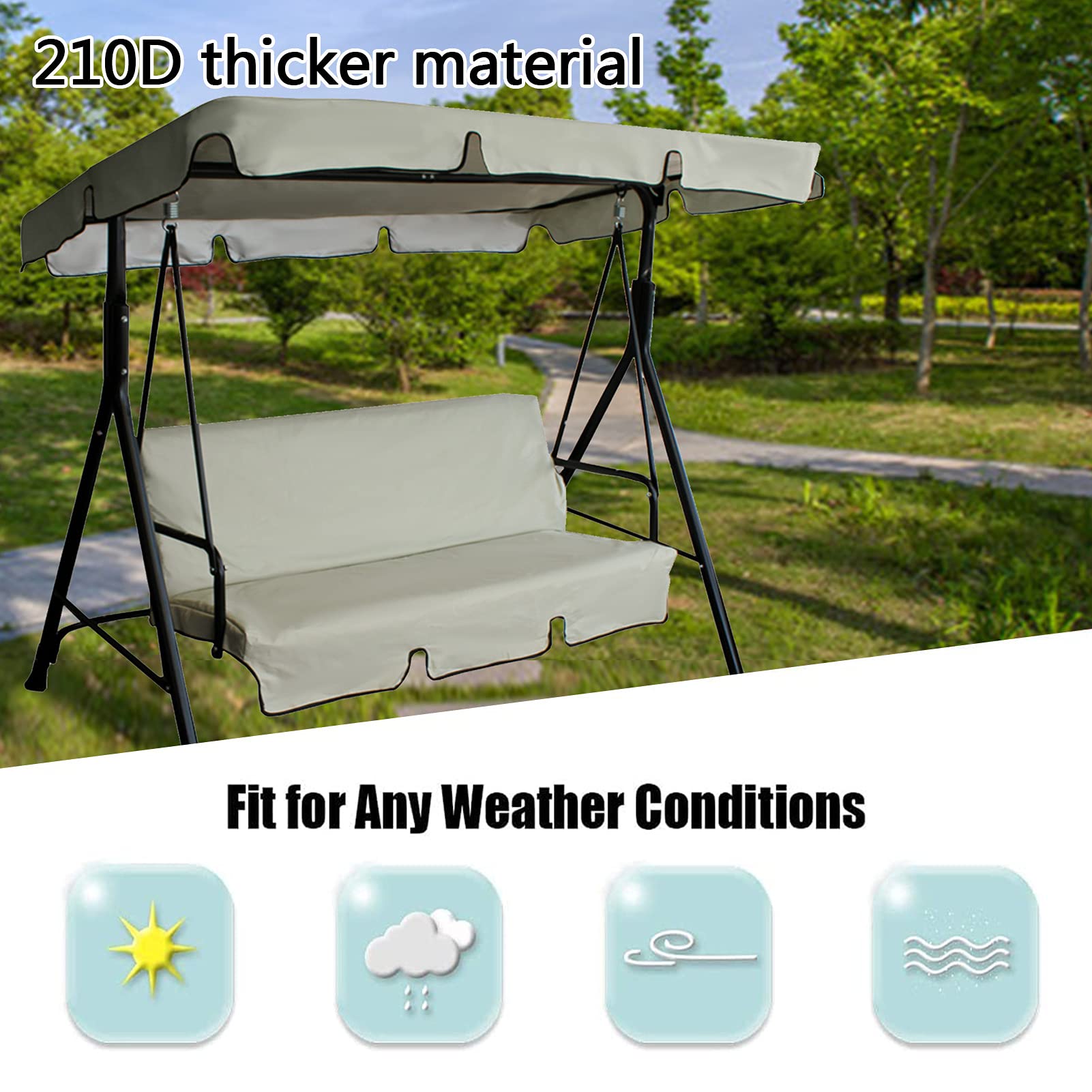 Toldo Universal De Repuesto para Columpio, Cubierta De Hamaca para Patio, Jardín, Exterior, Tamaño (XL-195 * 125 * 15cm,Beige)