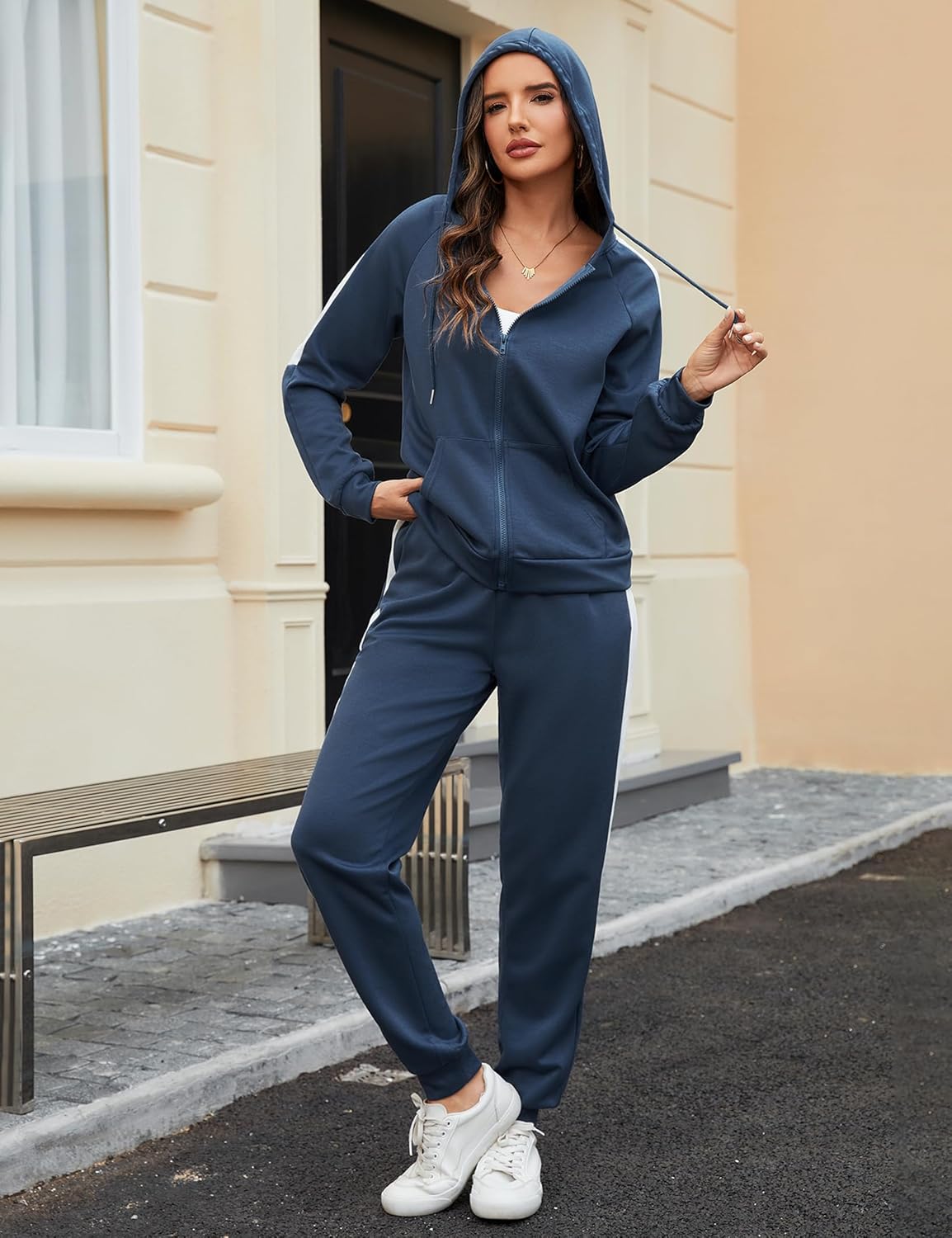 Marvmys 2 Piece Tracksuit for Women Set Zip Up Hoodies Sweatsuits Color Block Jogging Suit with Pockets - Image 2