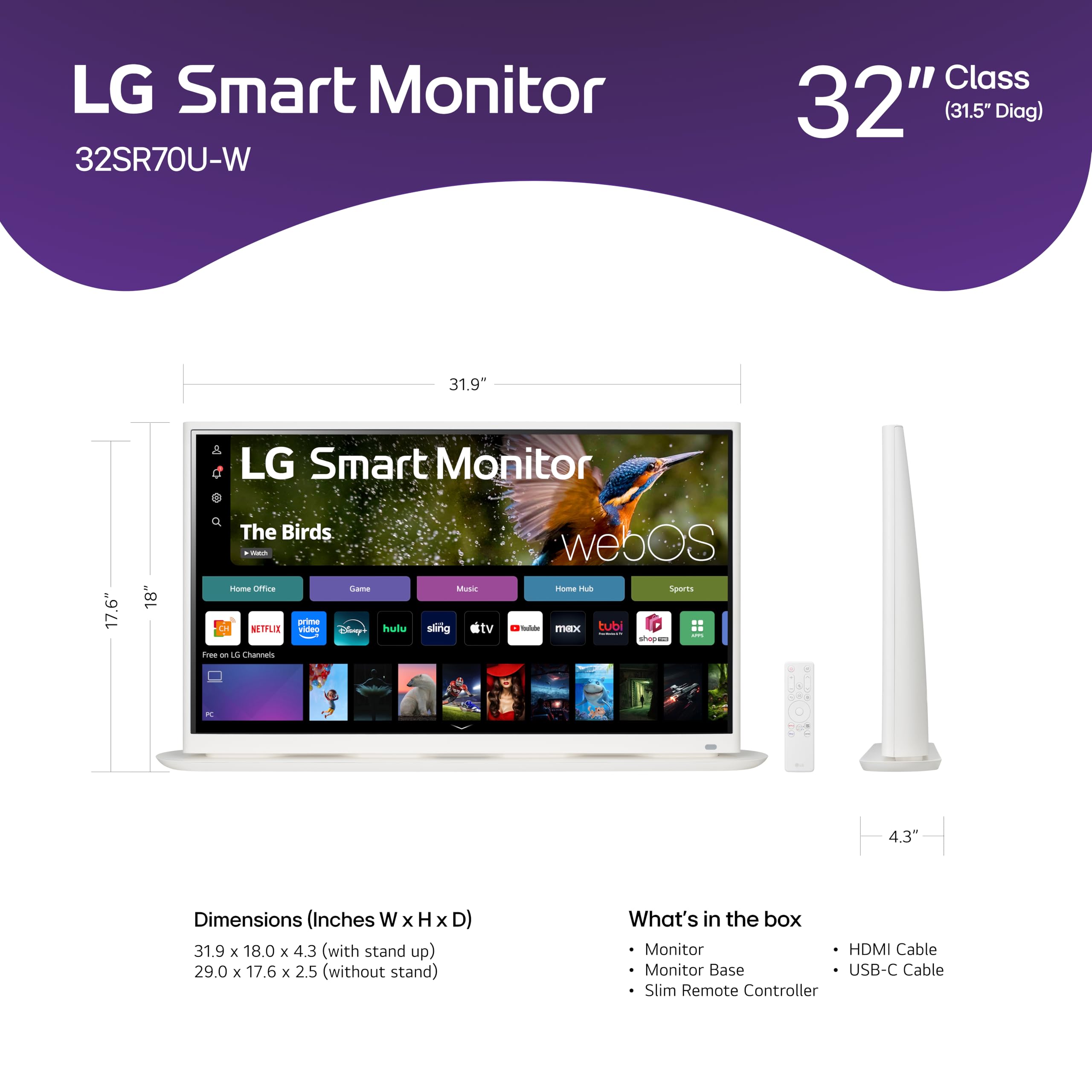 Amazon.co.jp: LG 32SR70U-W 32インチ 4K UHD スマートモニター IPS 