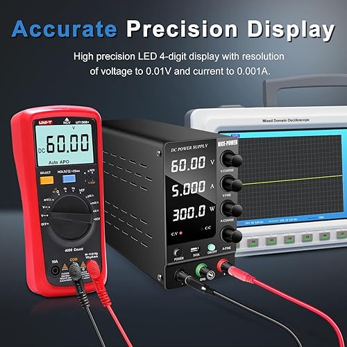 Miniatura 12 de NICE-POWER Fuente de alimentación CC variable 30V 10A, fuente de alimentación de banco de CC regulada de conmutación ajustable con interruptor