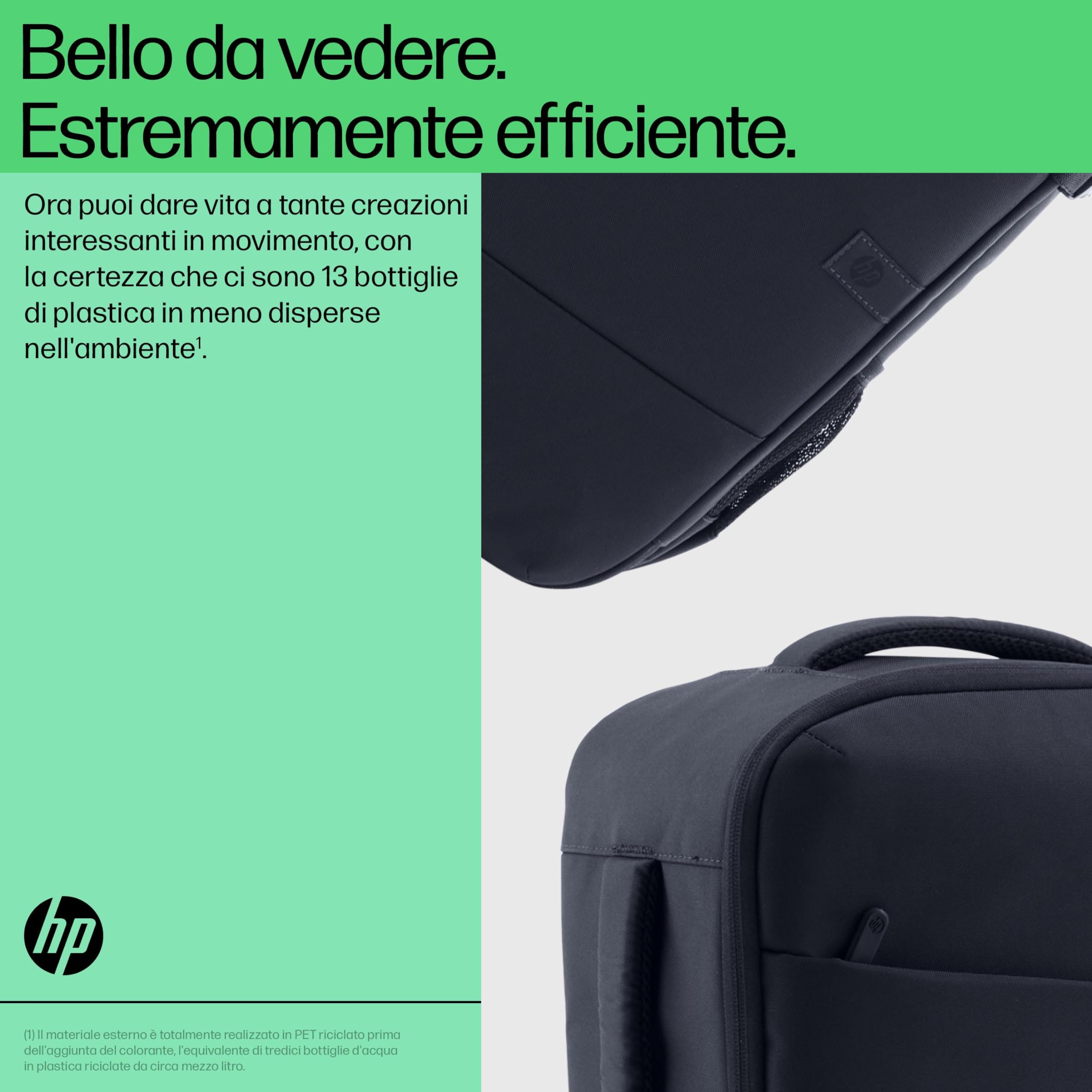 HP Creator, Zaino per Notebook 16,1” per Computer e Tablet, Tasche e Divisori Interni Imbottiti, Cover impermeabile, Tasca con Blocco RFID, Realizzato con Materiale Riciclato, Blu scuro