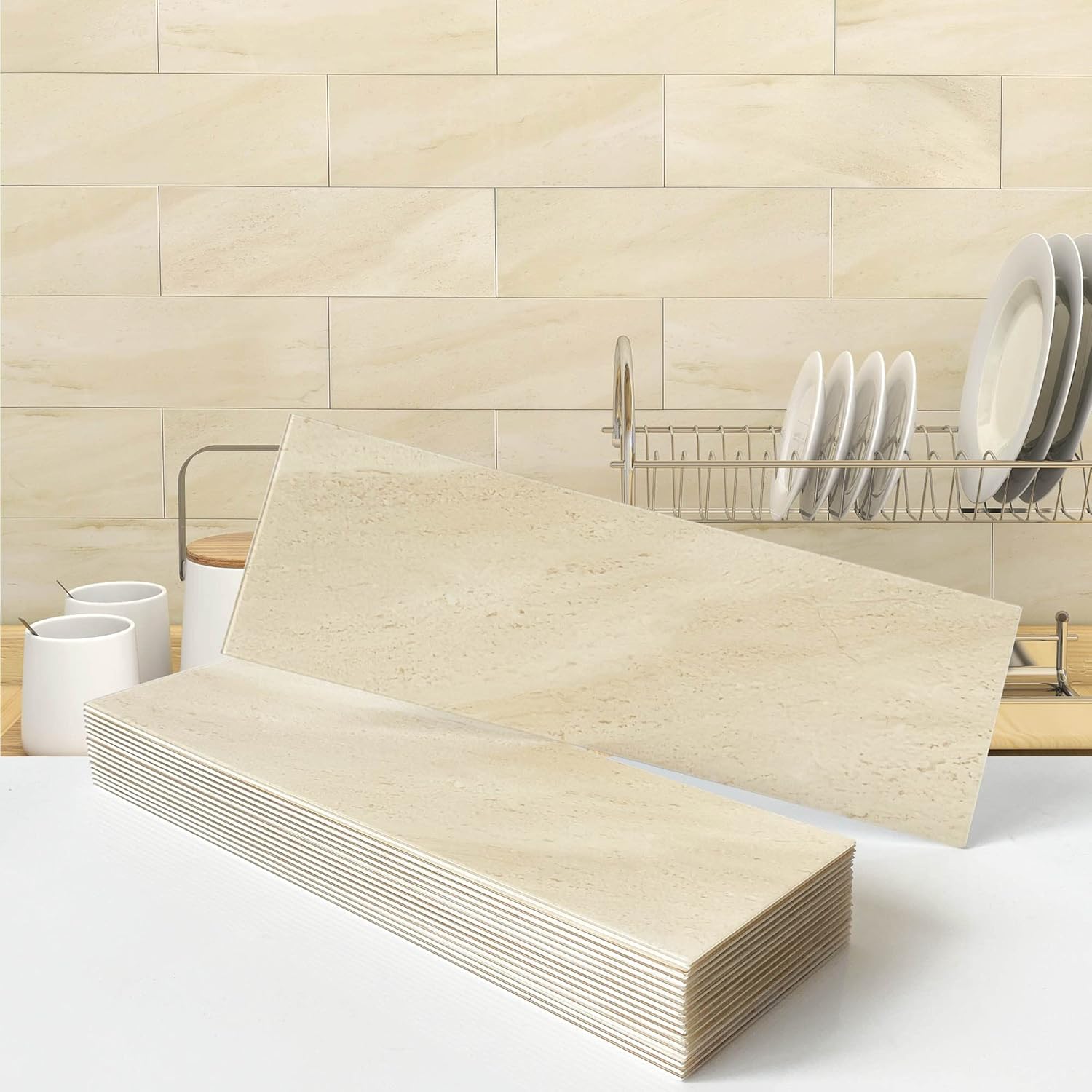 VAOVI Single Metro Subway Tiles Self Adhesive Tile Stickers 3D Stick on