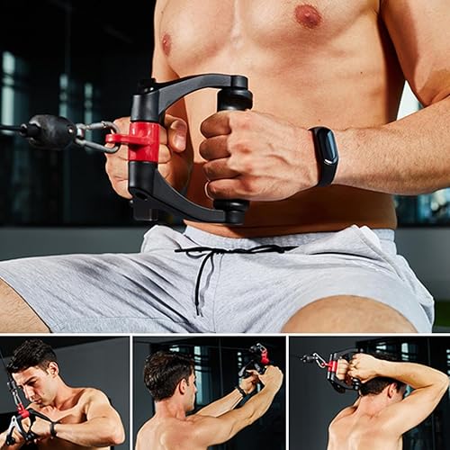 Miniatura 4 de BBAUER Tricep Pulldown Handle, Adjustable Tricep D Exercise Handle, Back Tricep Bar Strength Training, Non-Slip LAT Pulldown Attachment, Cable Back