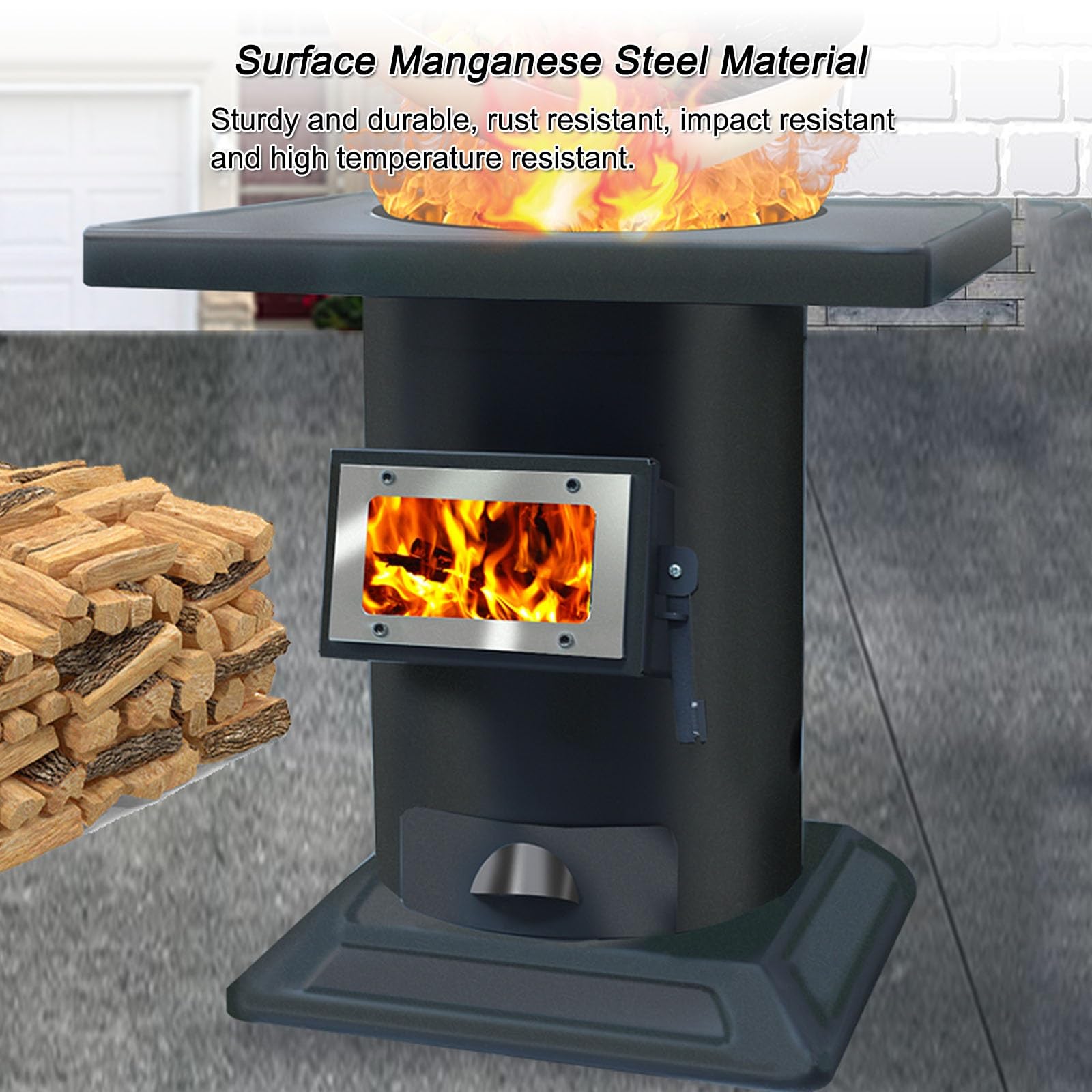 Stufa a Legna con Forno, Stufe a Legna, Utilizza Legna da Ardere, Pellet, Carbone, Fornelli da Campeggio per Cucinare, Cuocere al Forno e Uso di Emergenza